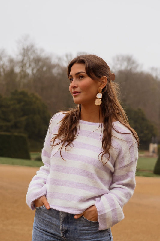 Gold and Beige Palo Earrings