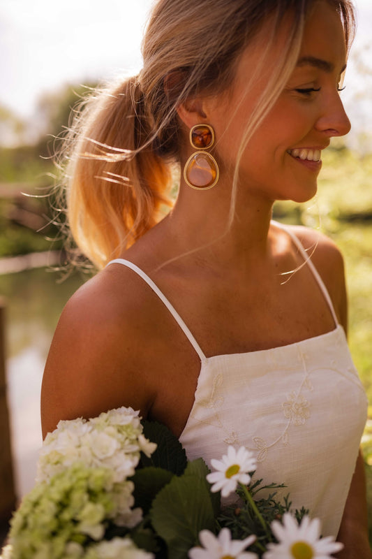 Gold and Brown Hetty Earrings