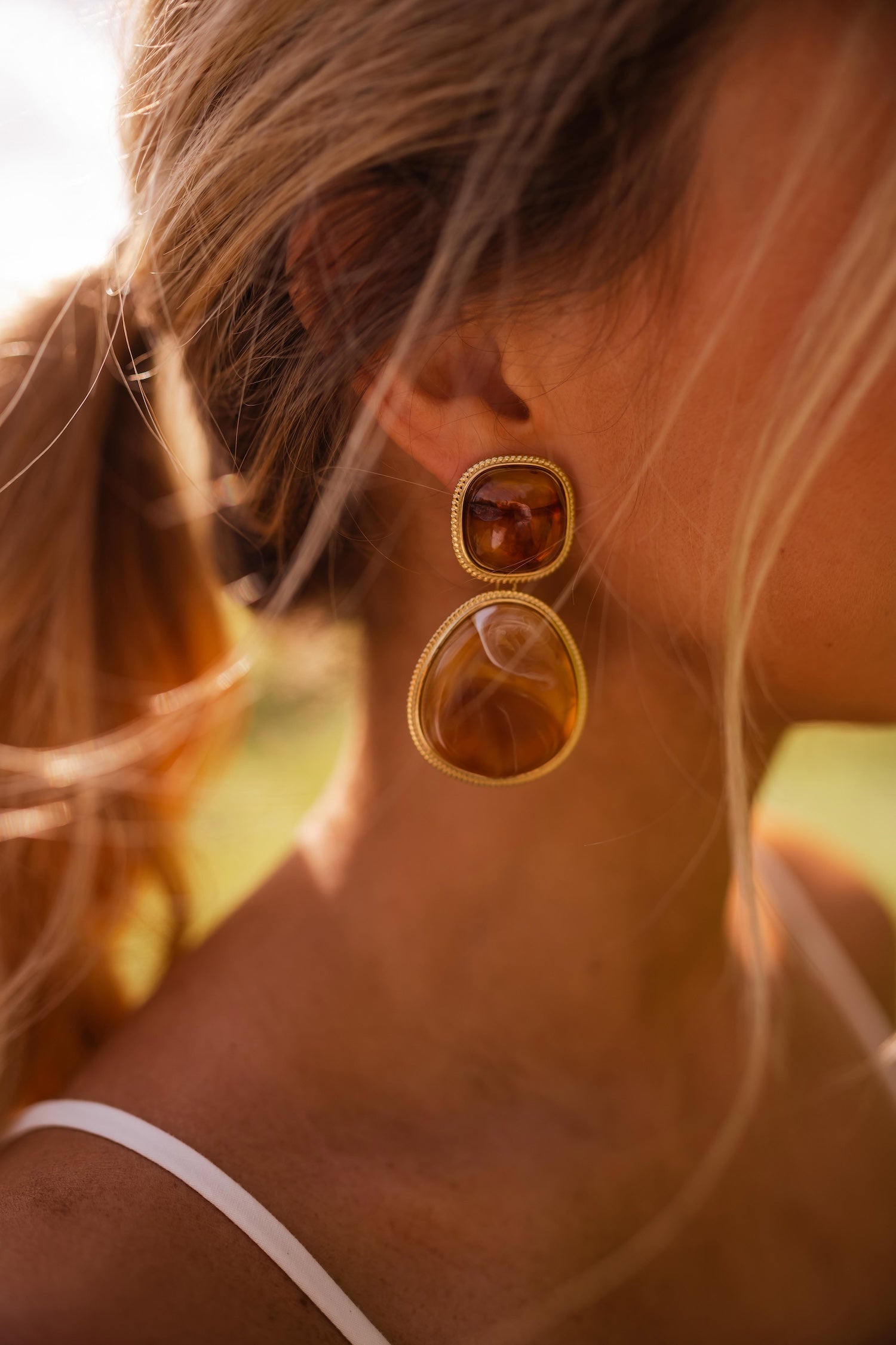 Gold and Brown Hetty Earrings