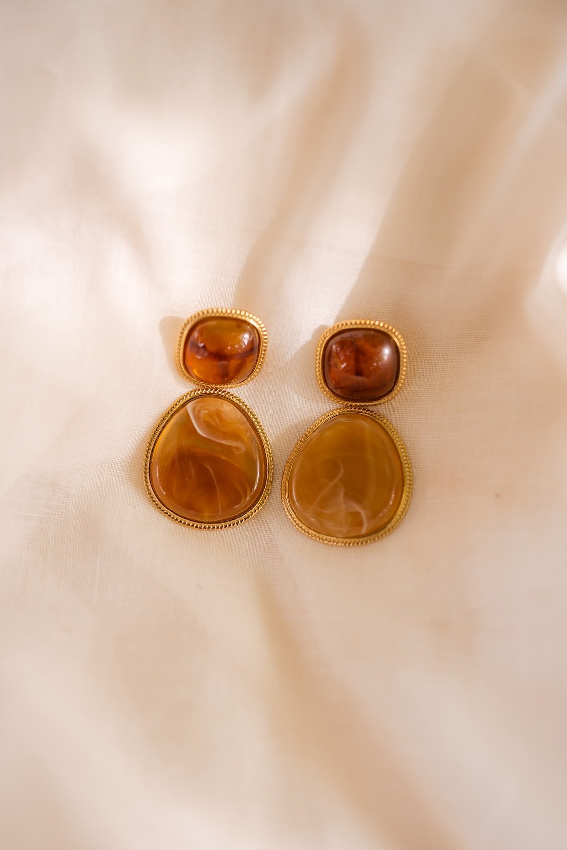 Gold and Brown Hetty Earrings