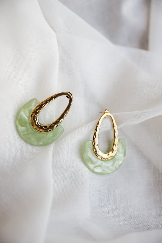 Golden and Green Bila Earrings