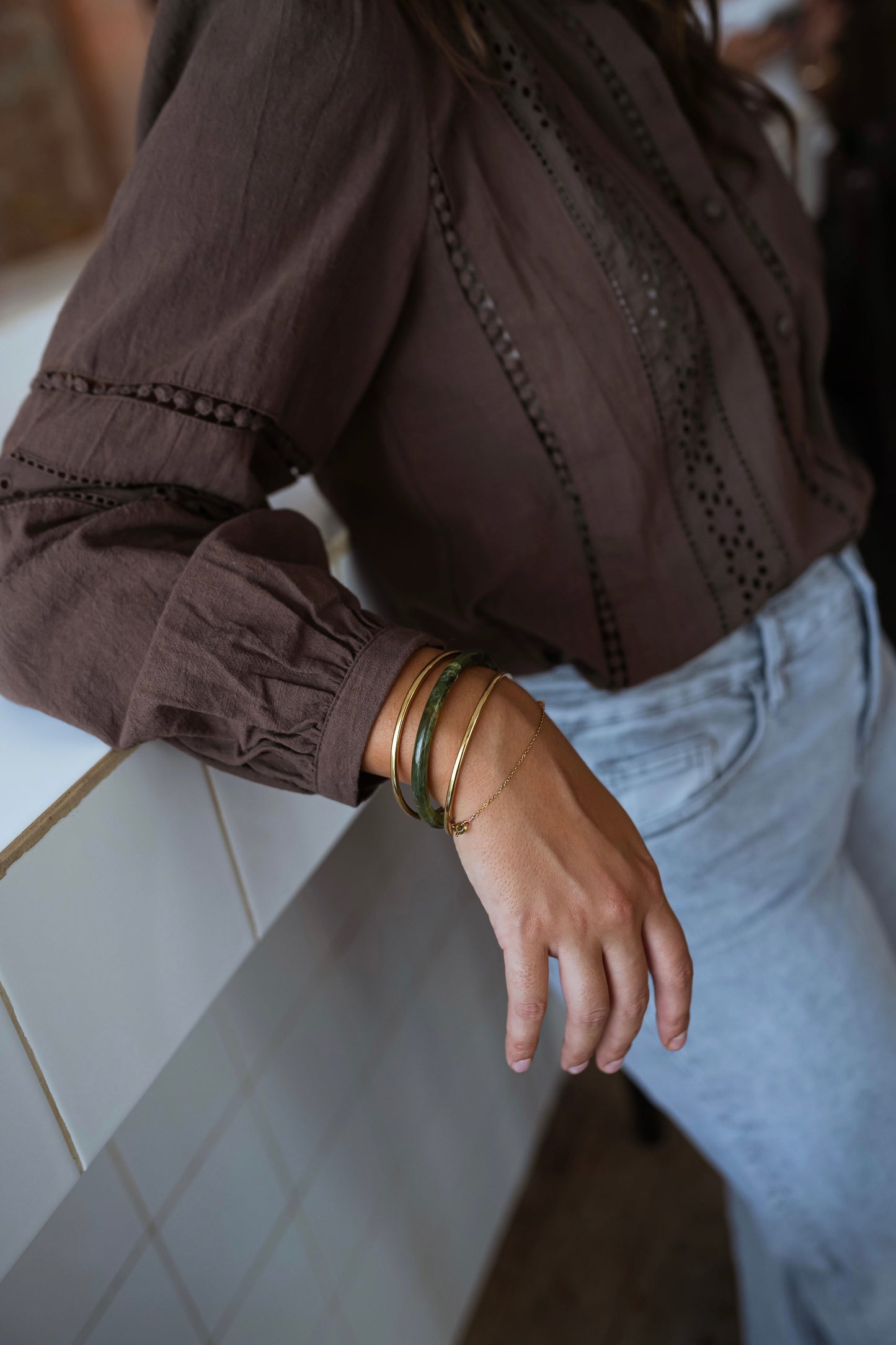 Green and Golden Laria Bracelets