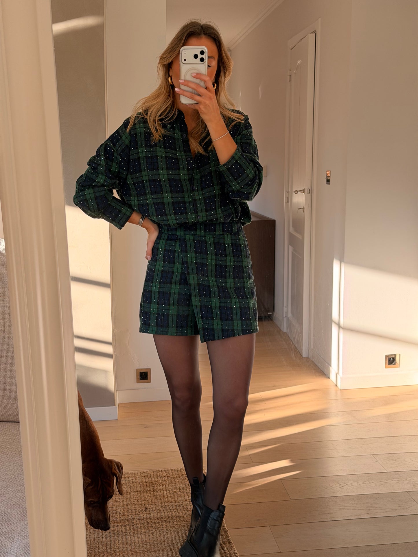Green Plaid Cyrille Skort