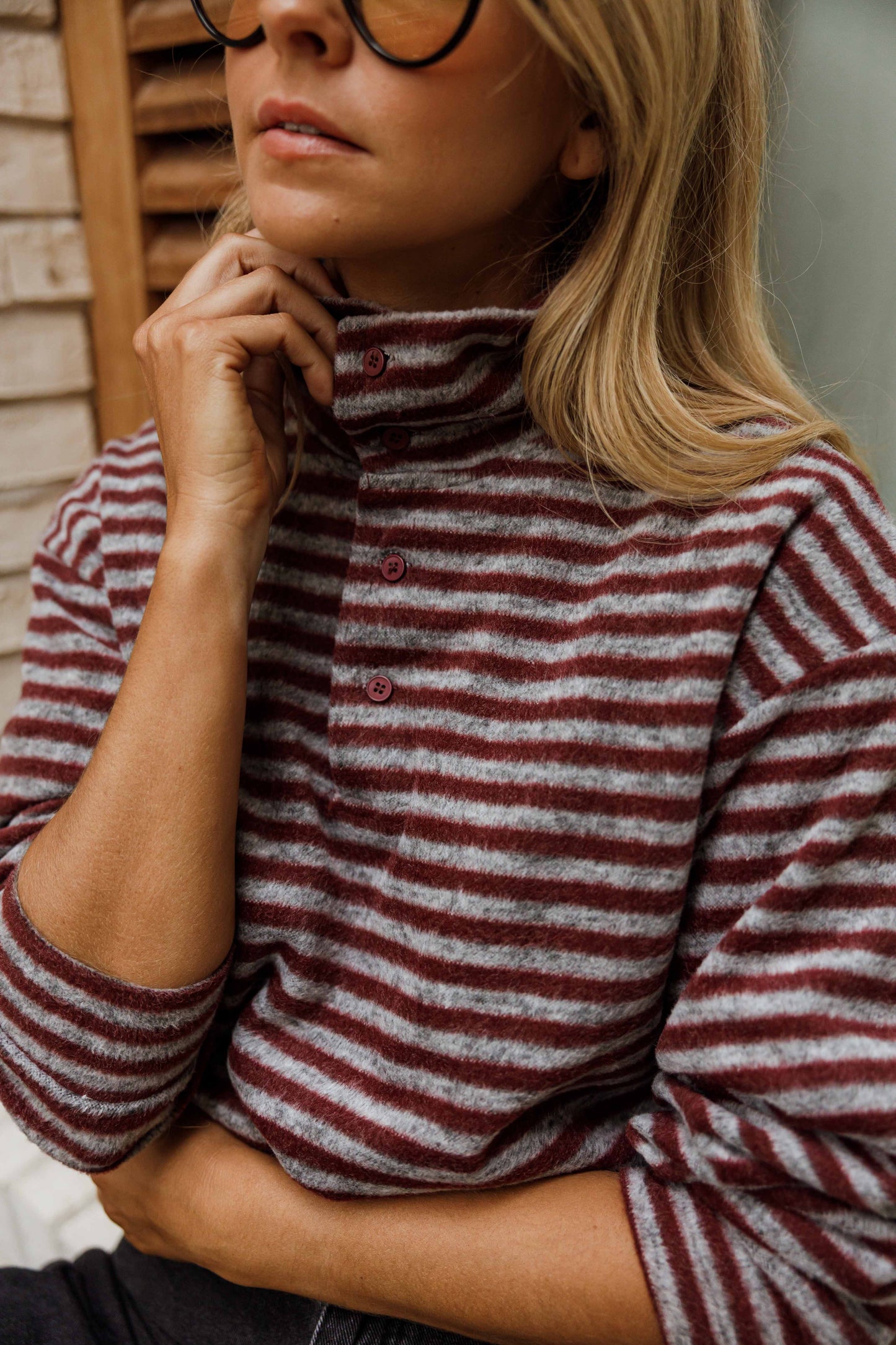 Grey and Burgundy Batista Sweater