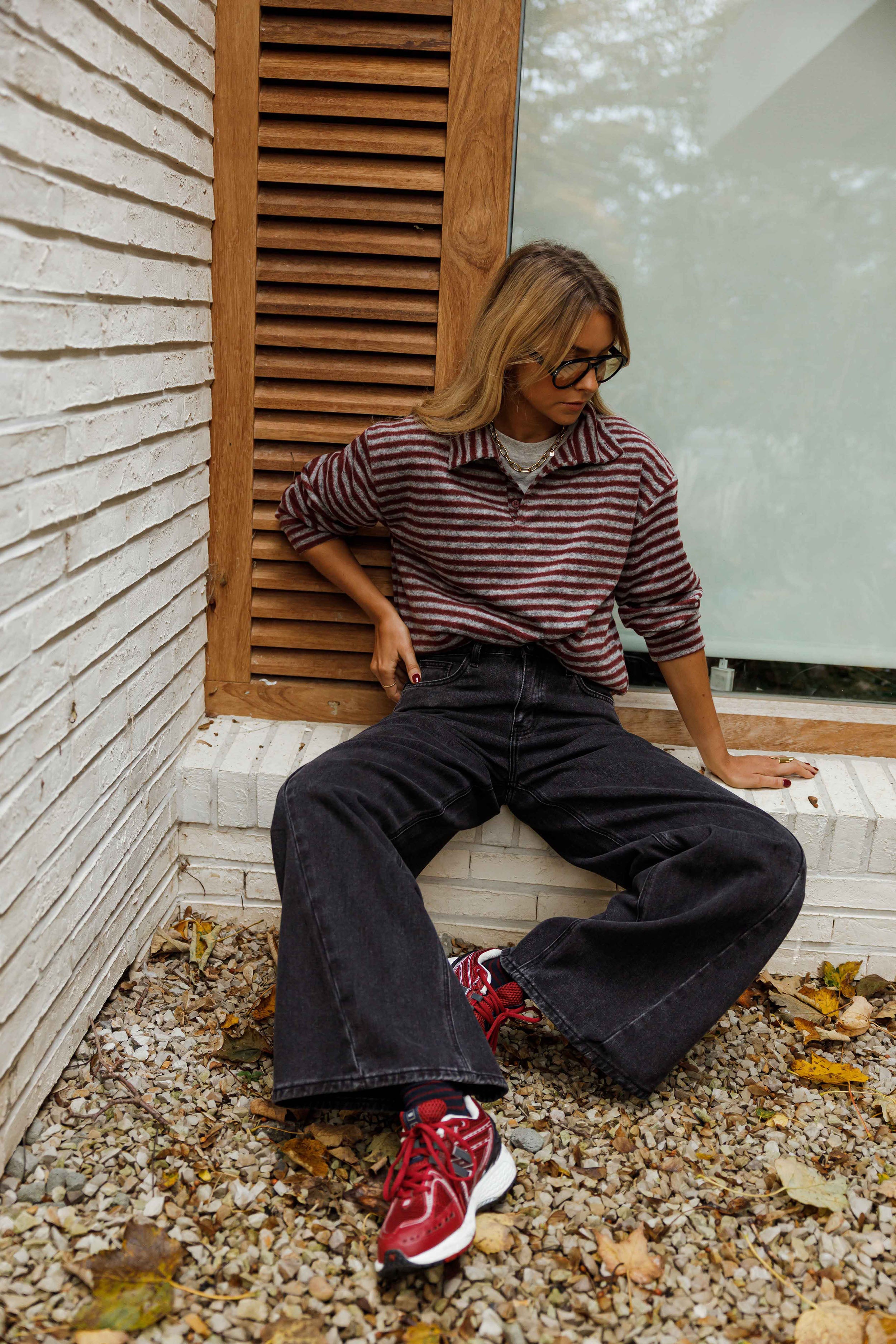 Grey and Burgundy Batista Sweater