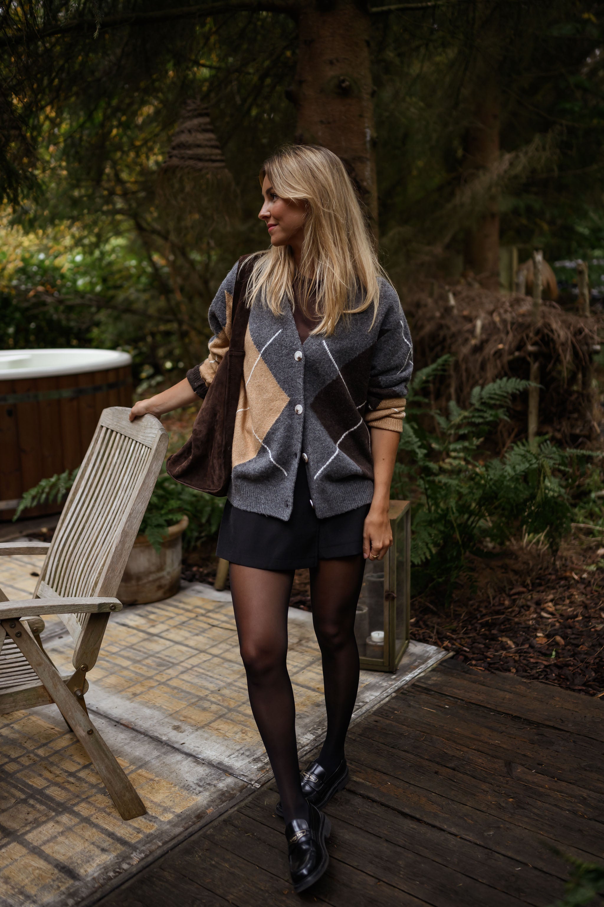 Grey Checkered Georgia Cardigan