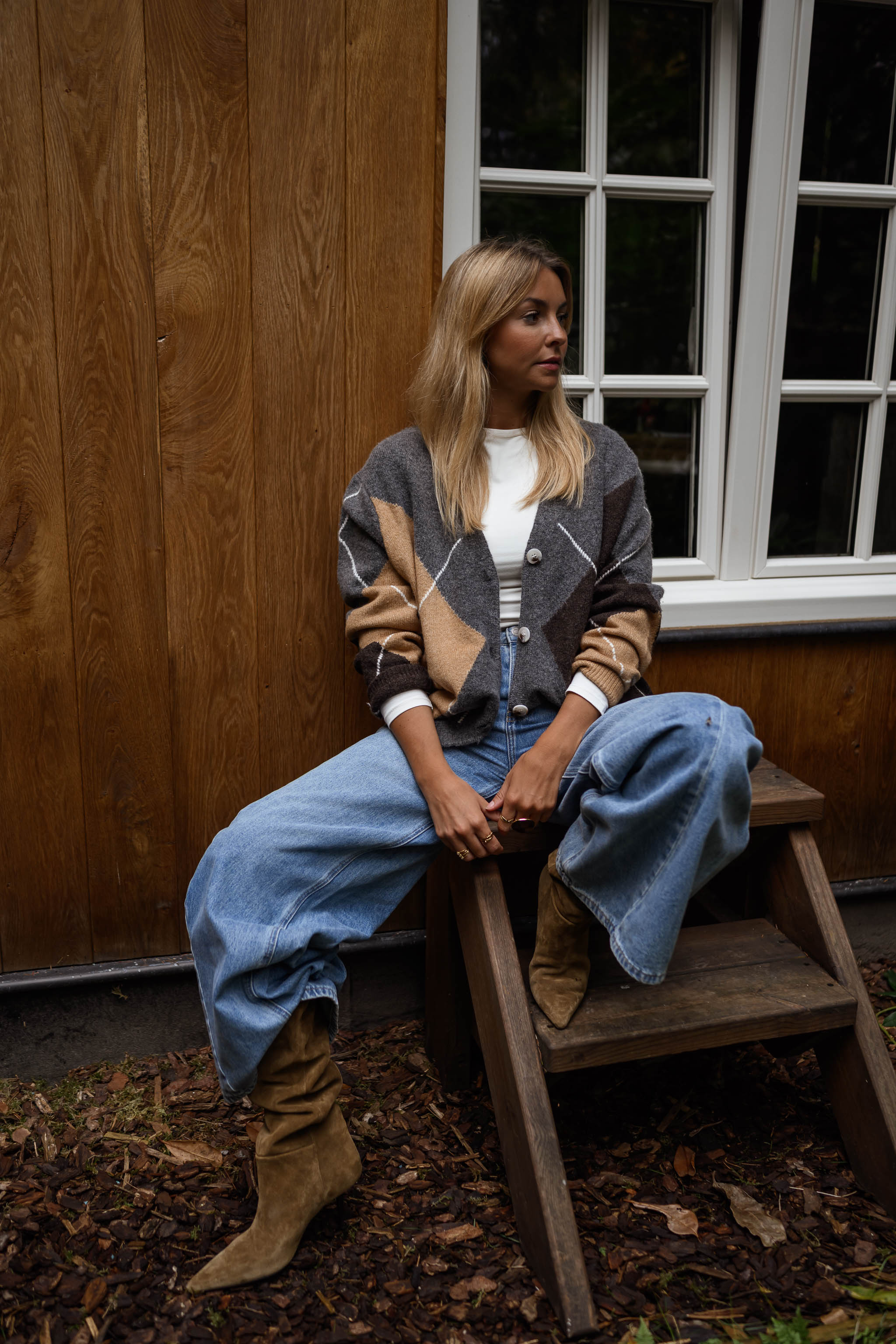 Grey Checkered Georgia Cardigan