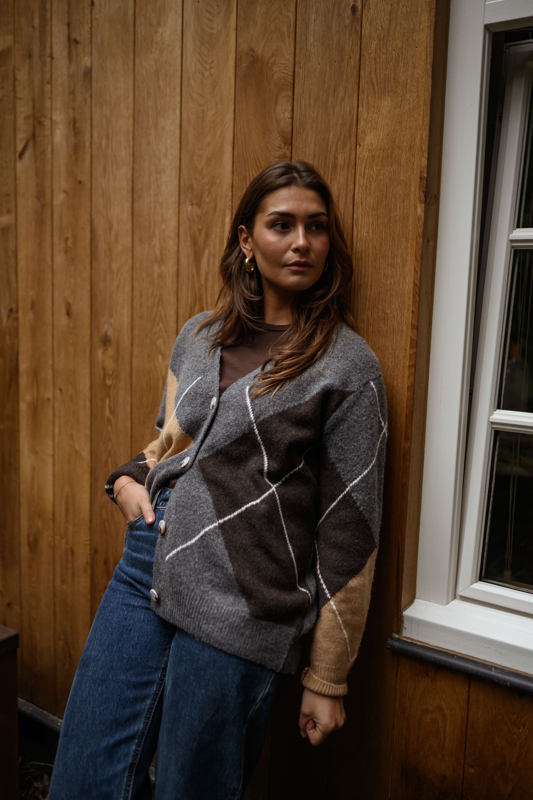 Grey Checkered Georgia Cardigan