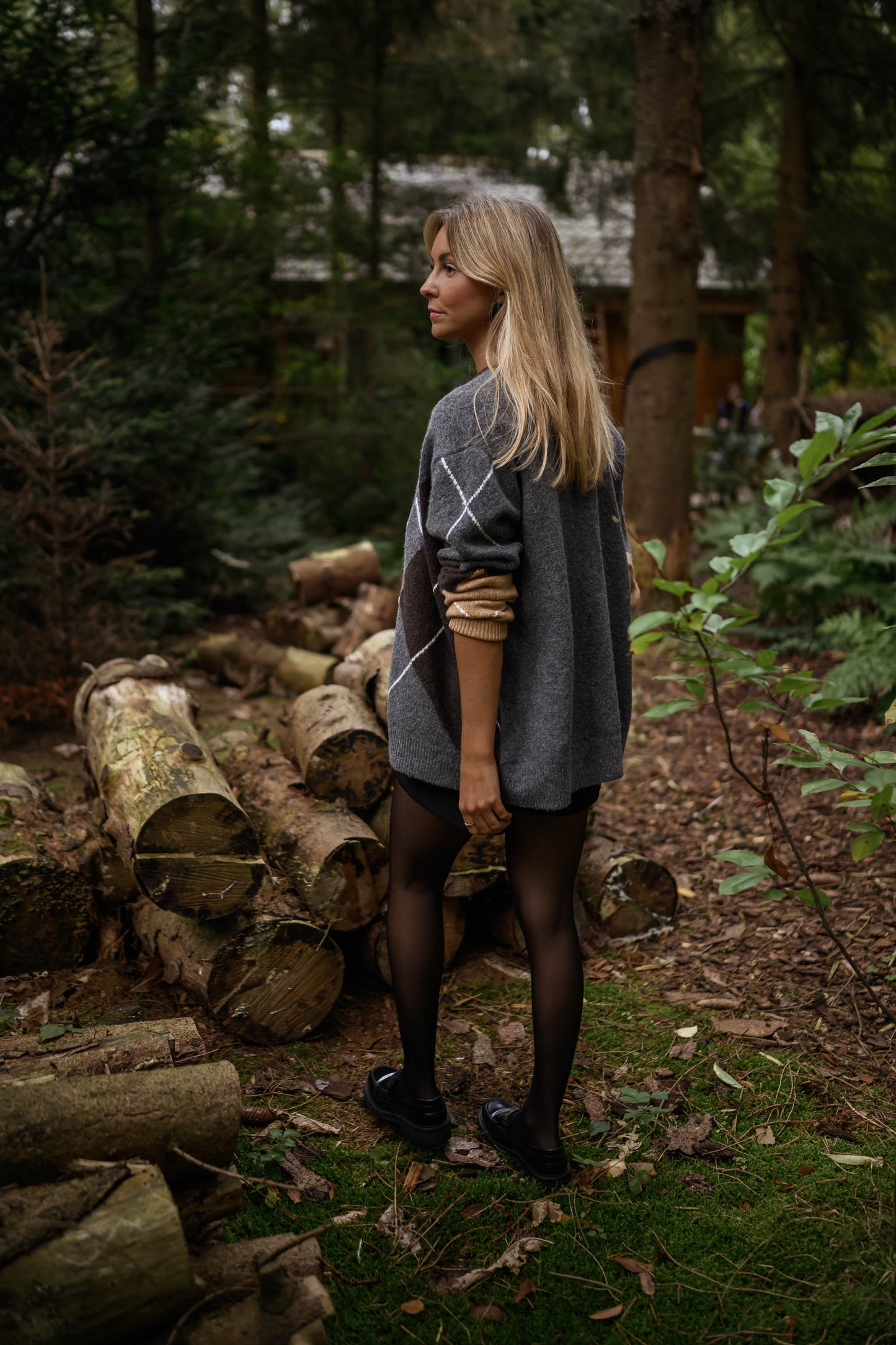 Grey Checkered Georgia Cardigan