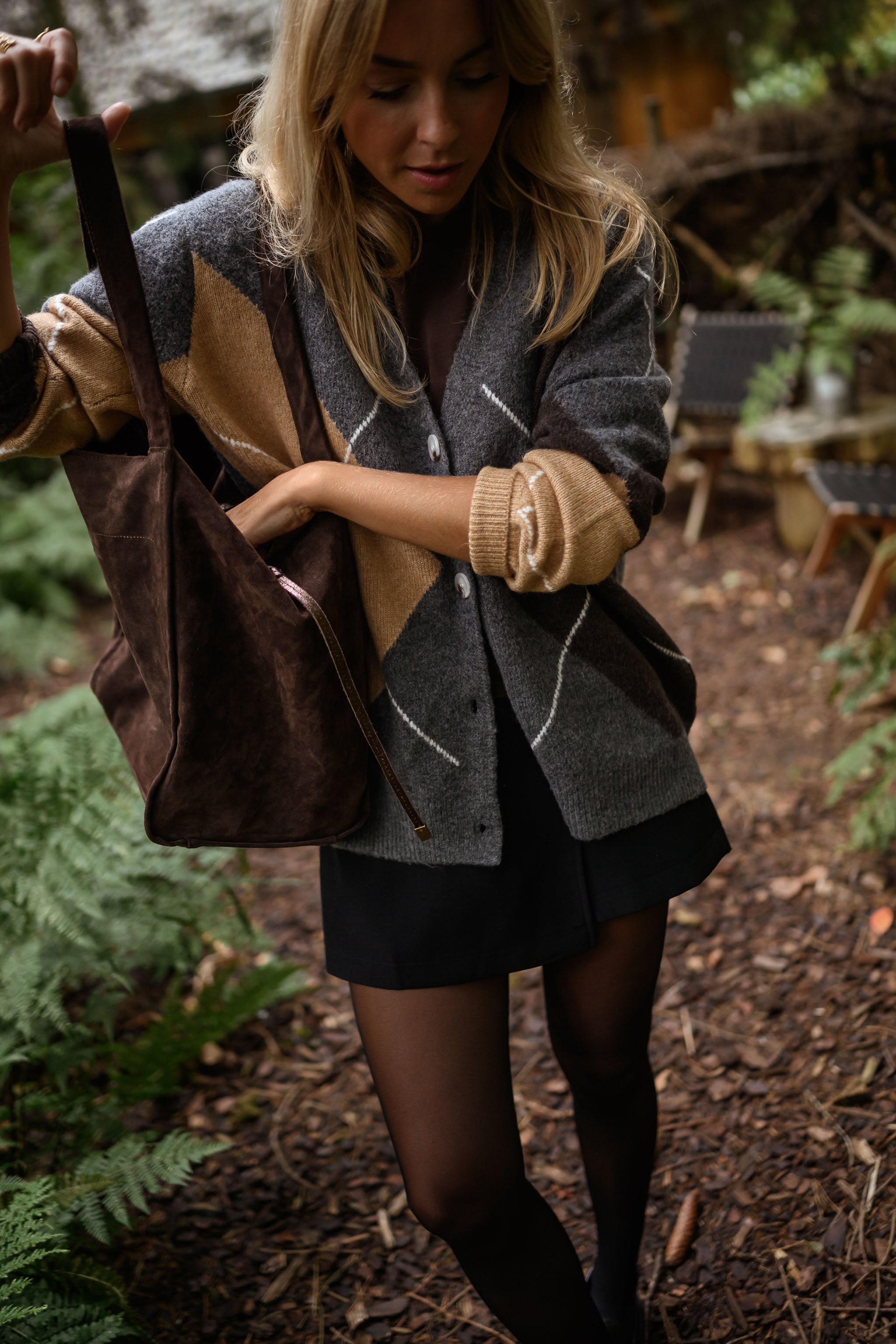 Grey Checkered Georgia Cardigan