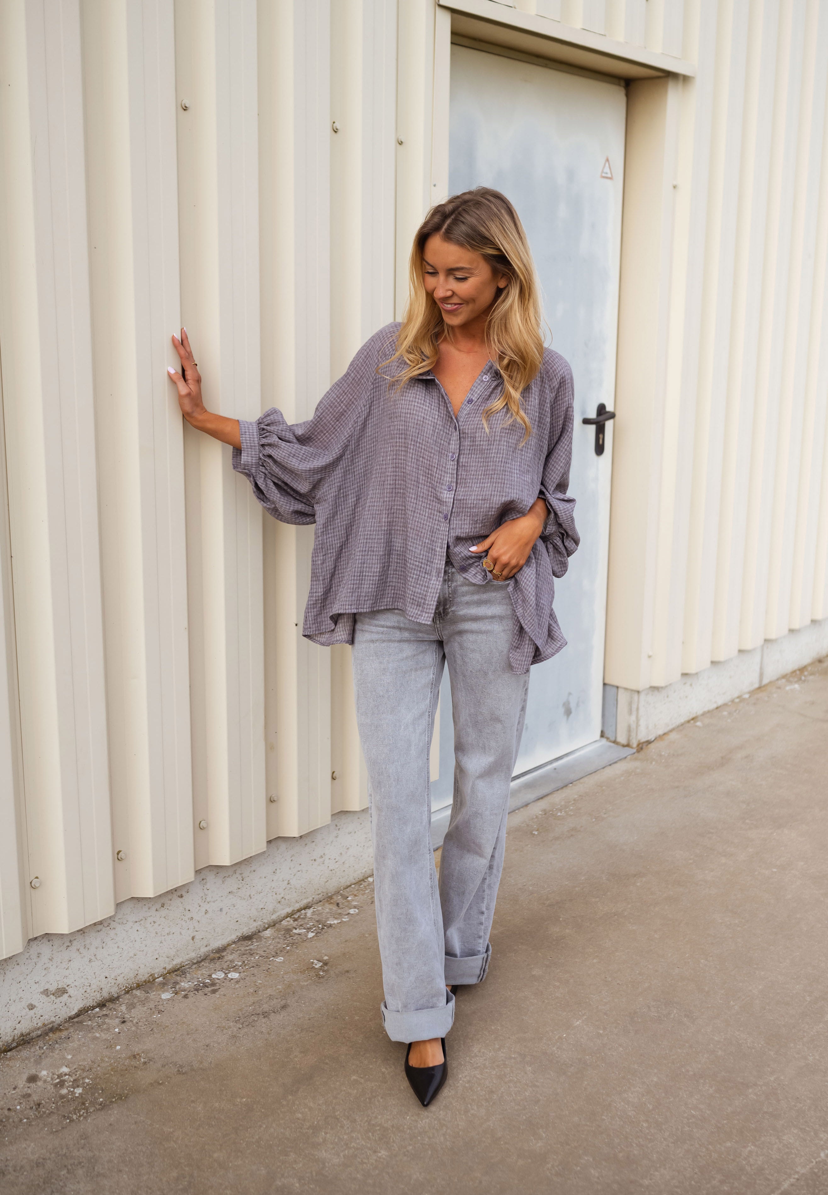 Grey Checkered Sofia Shirt