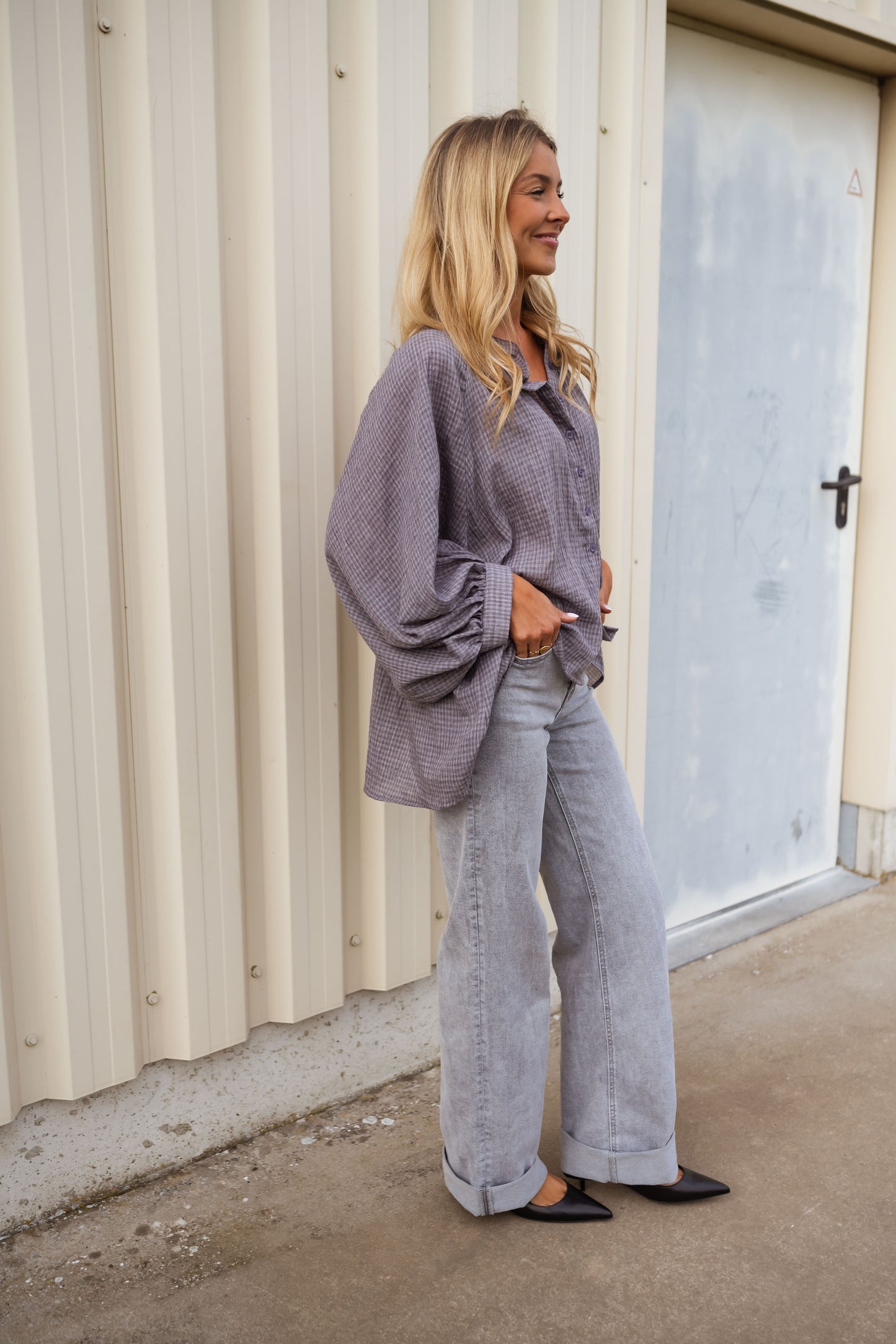 Grey Checkered Sofia Shirt