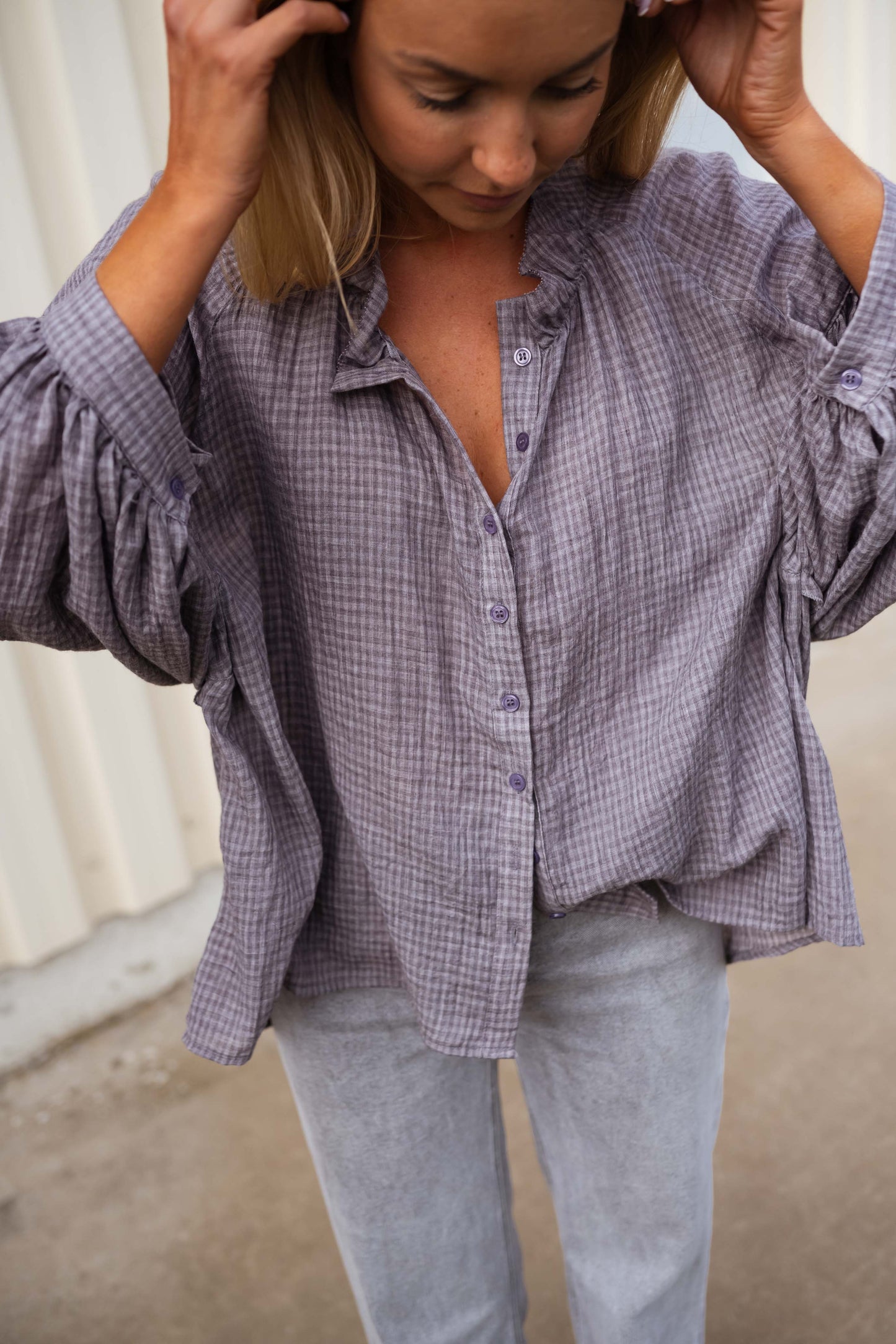 Grey Checkered Sofia Shirt