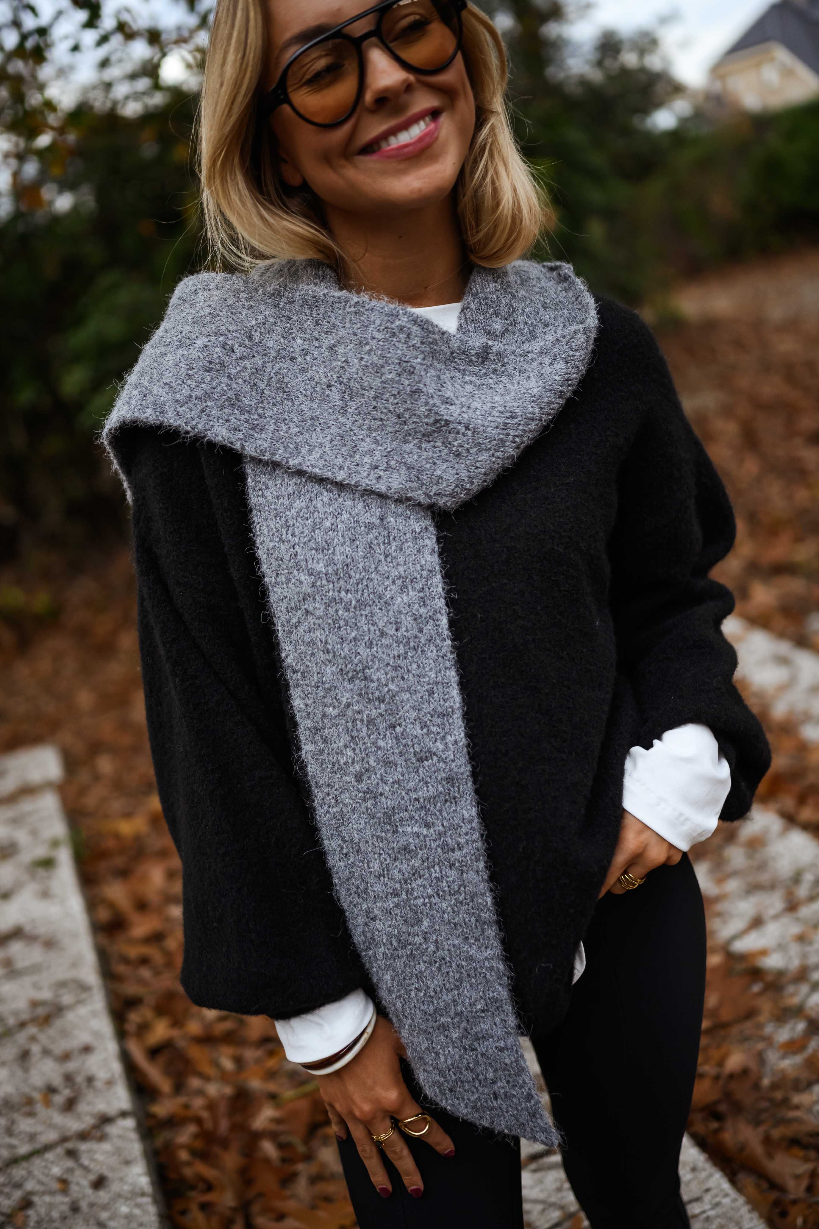 Grey Hooded Giada Scarf