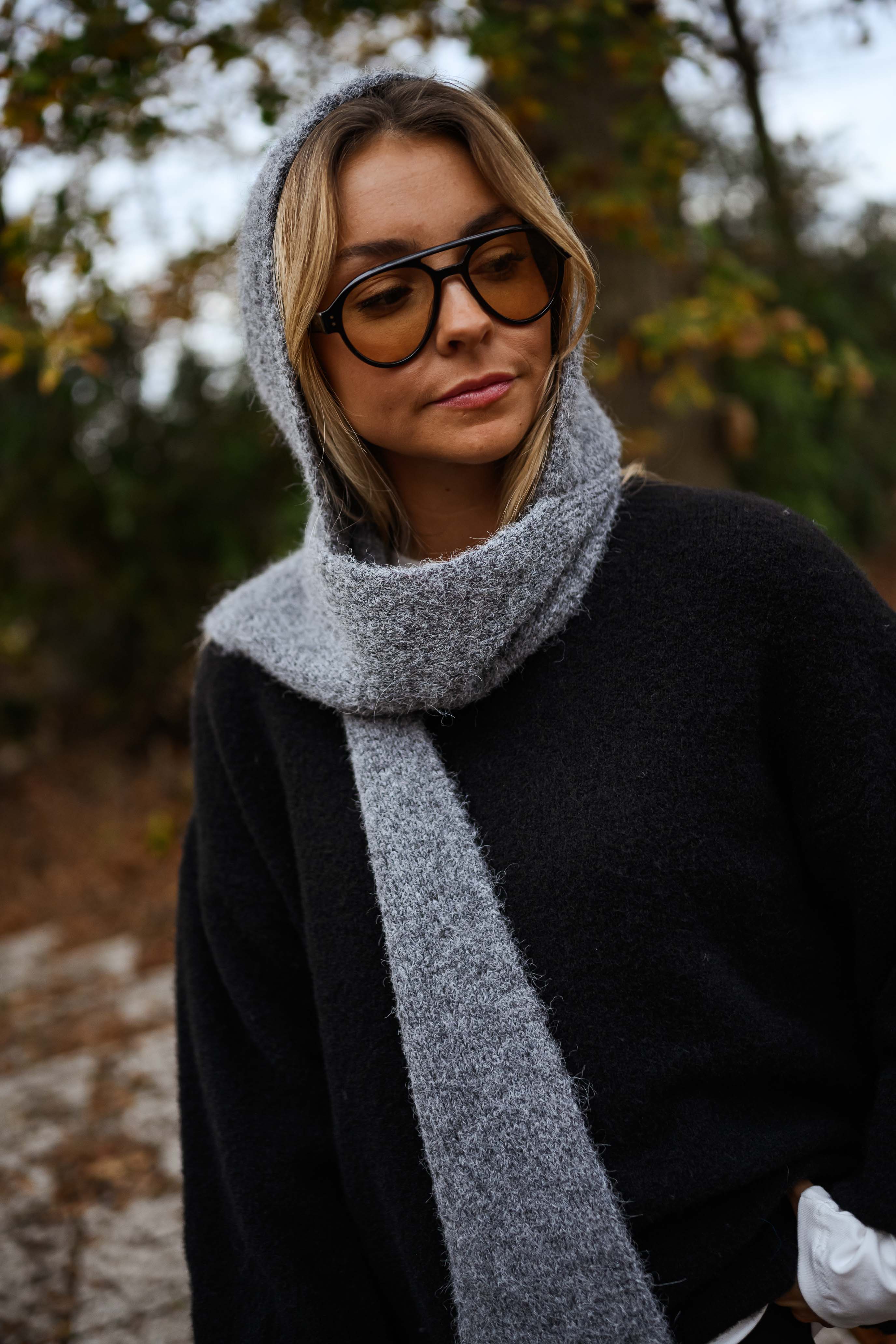 Grey Hooded Giada Scarf