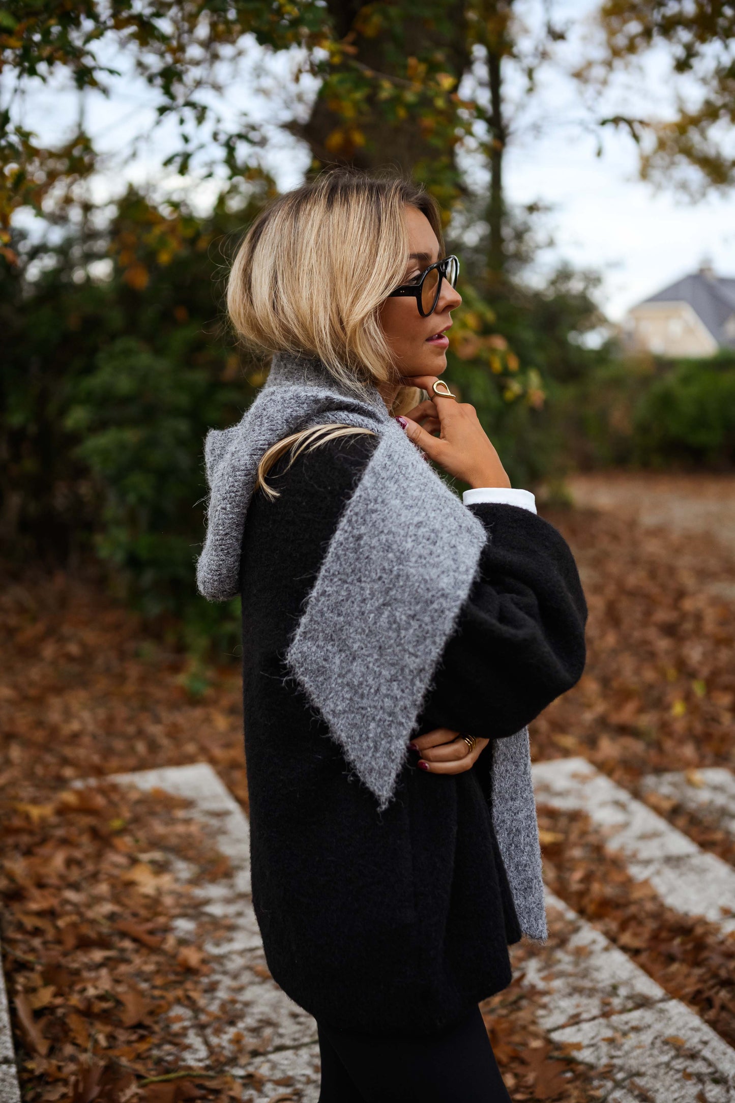 Grey Hooded Giada Scarf