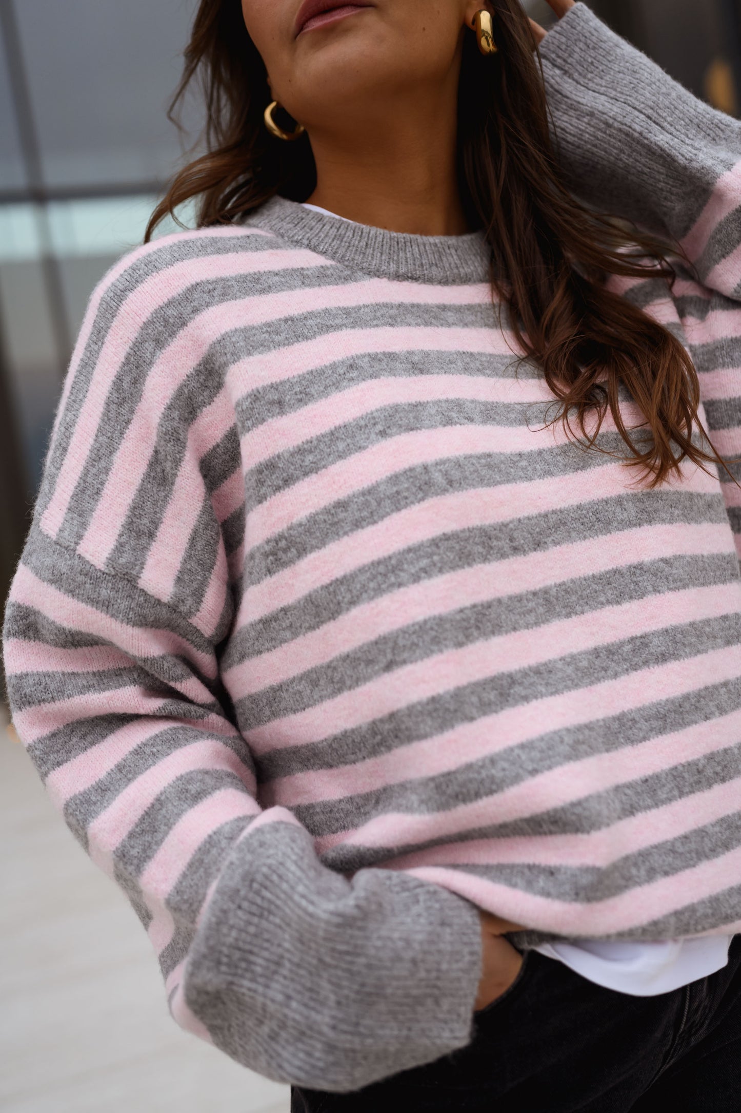 Grey and Pink Emilie Sweater