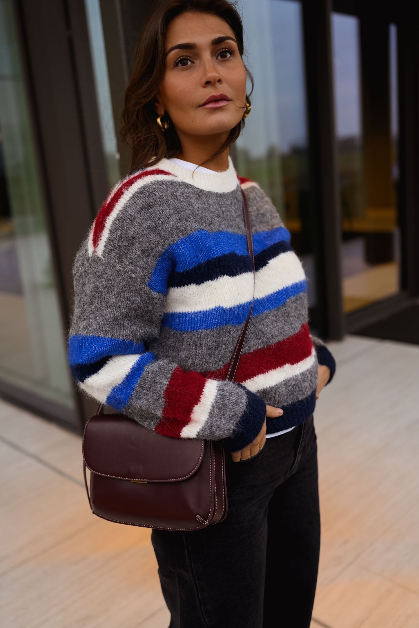 Grey Striped Eilis Sweater