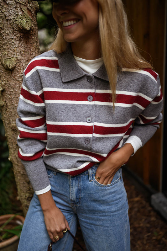 Grey Striped Moha Sweater