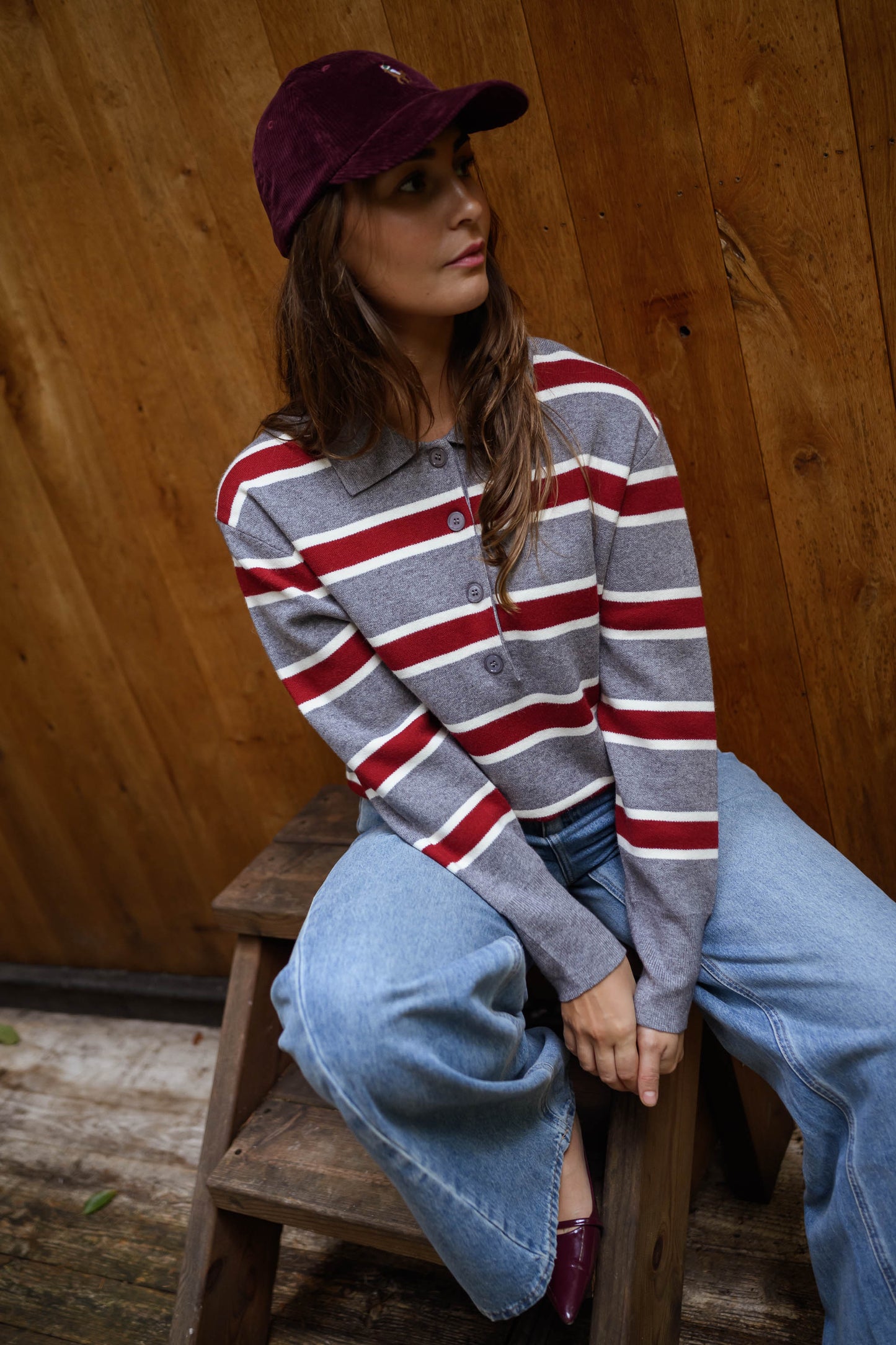 Grey Striped Moha Sweater