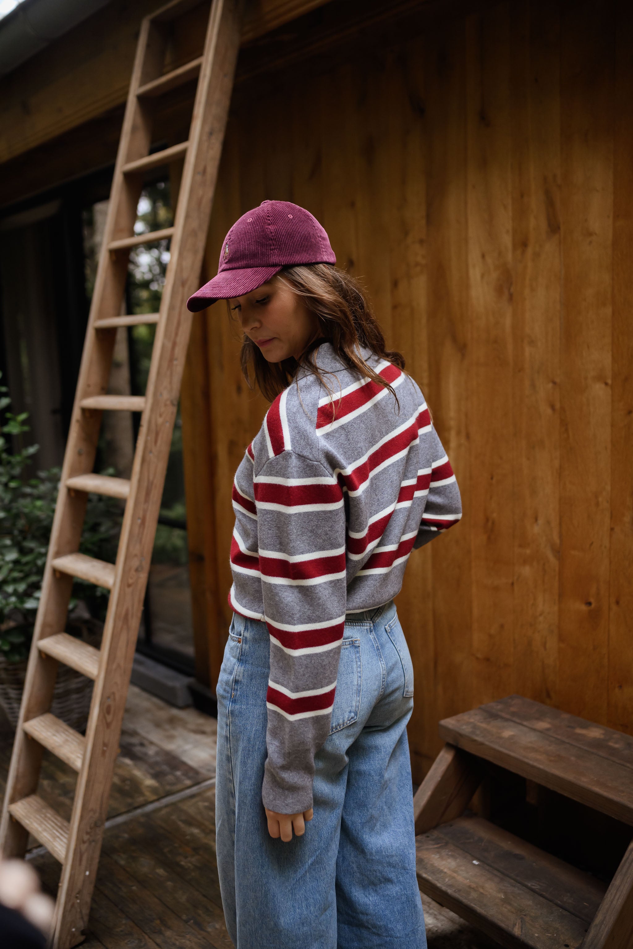 Grey Striped Moha Sweater