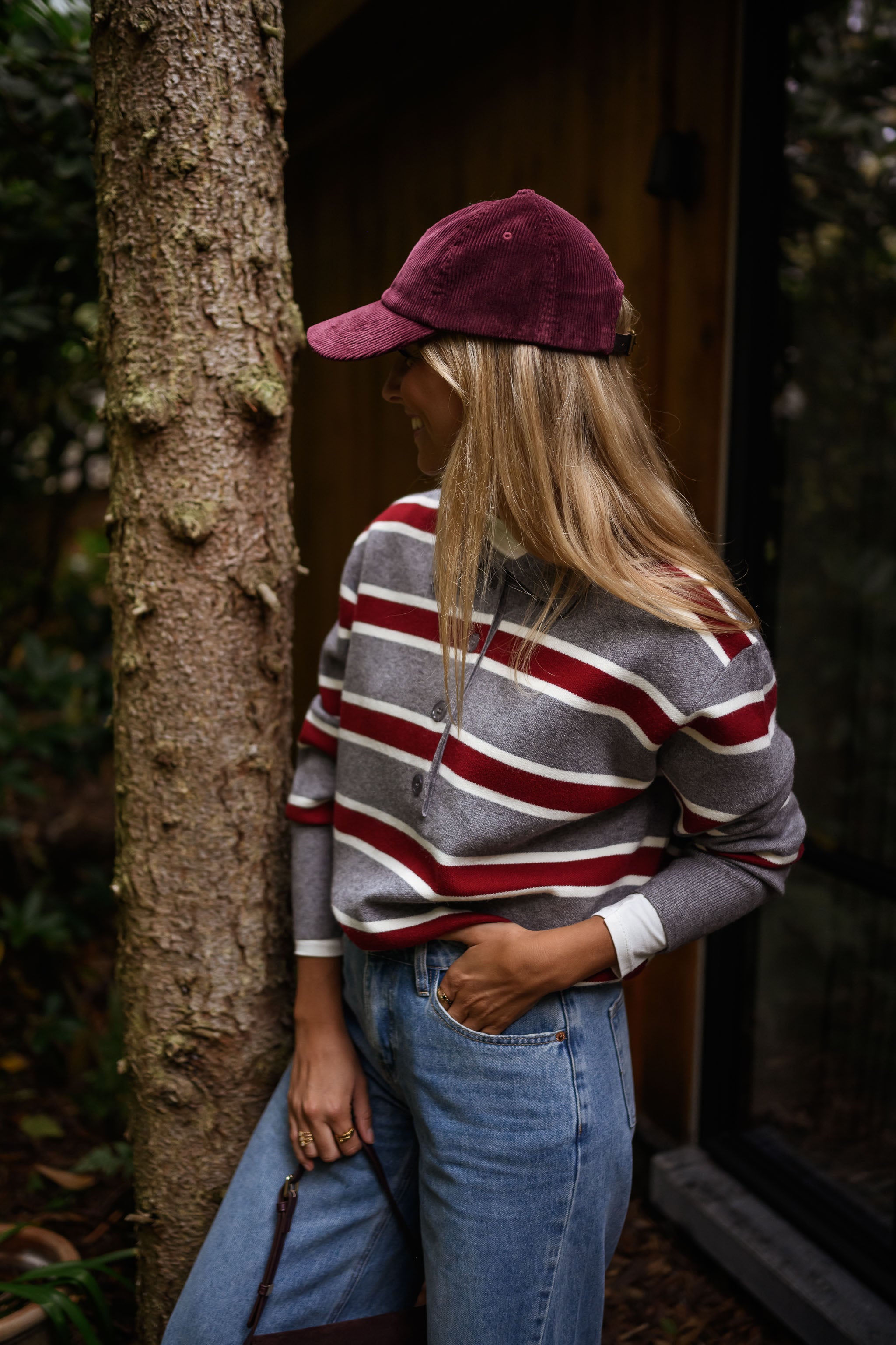 Grey Striped Moha Sweater