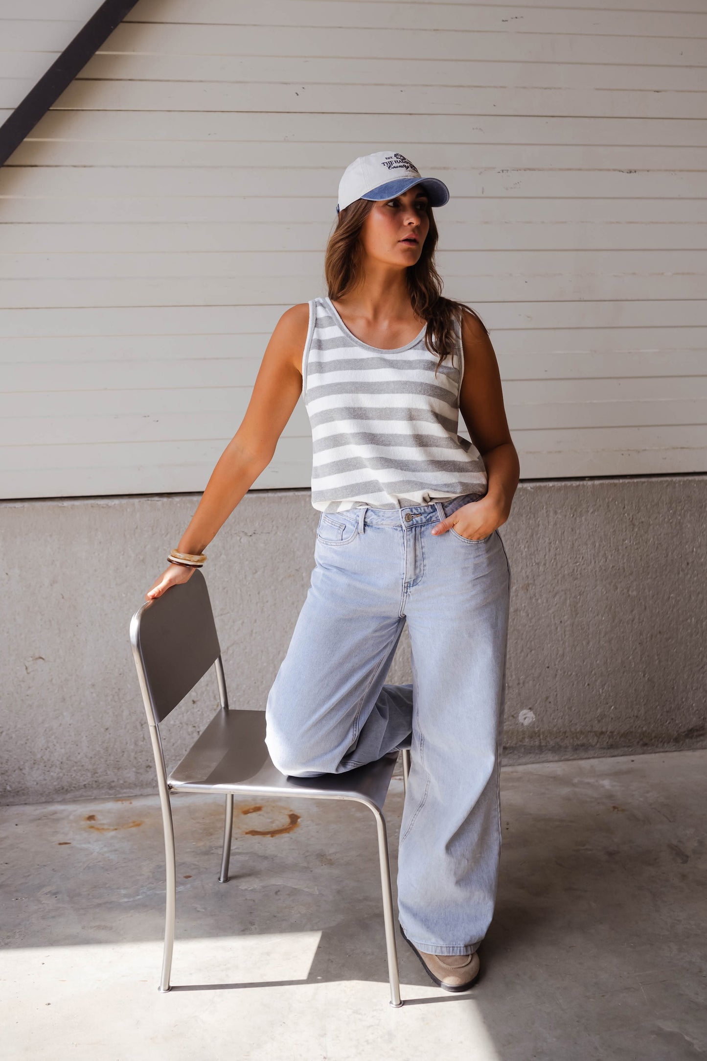 Grey and White Hele Top