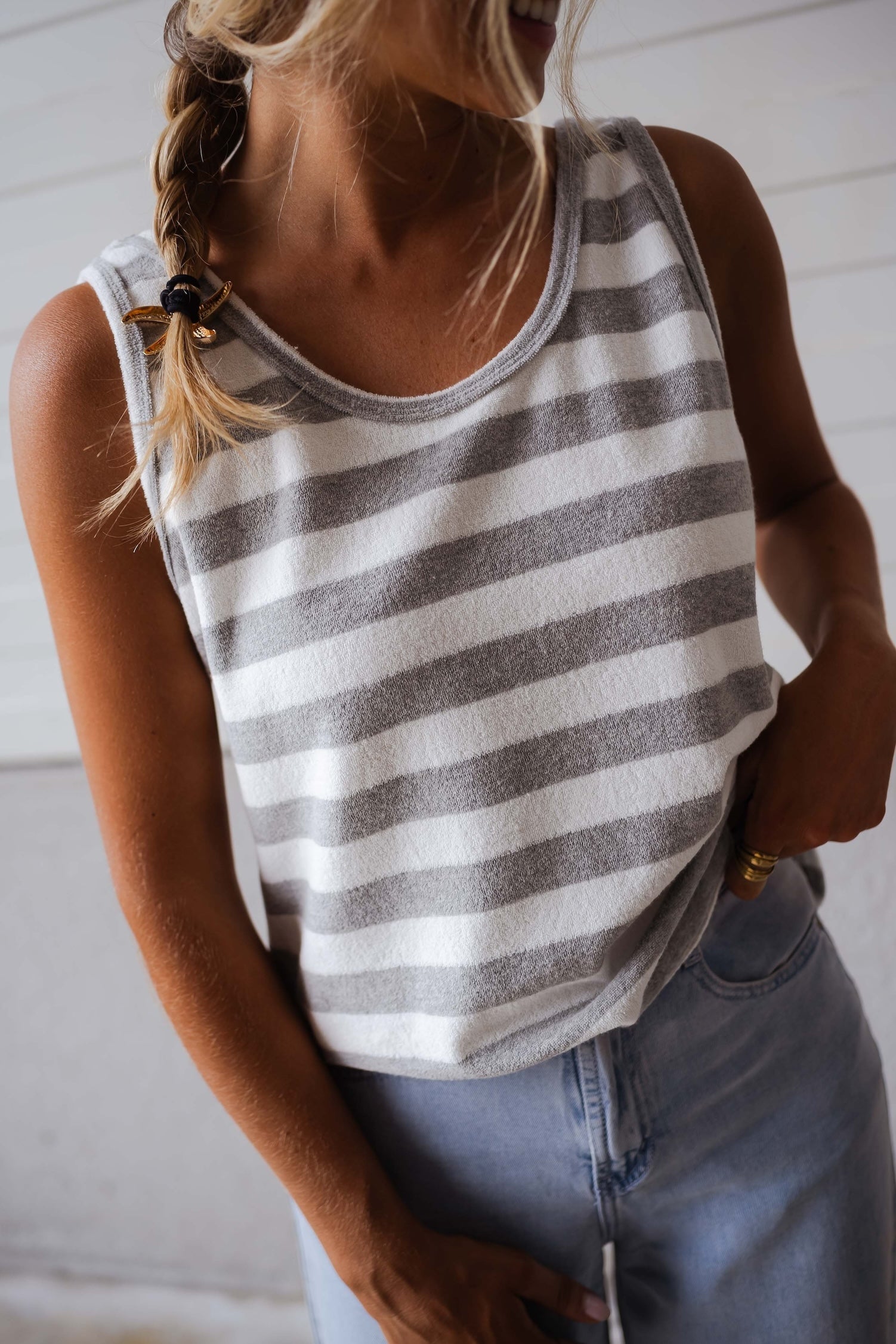 Grey and White Hele Top