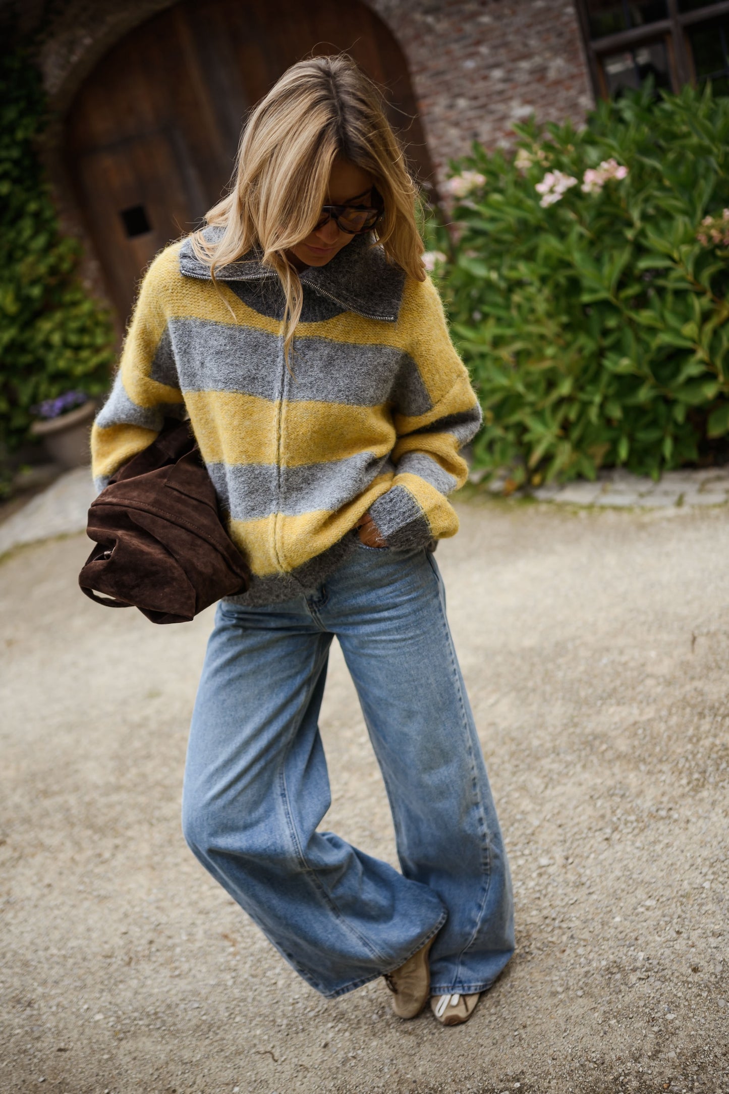 Grey and Yellow Mayfair Cardigan