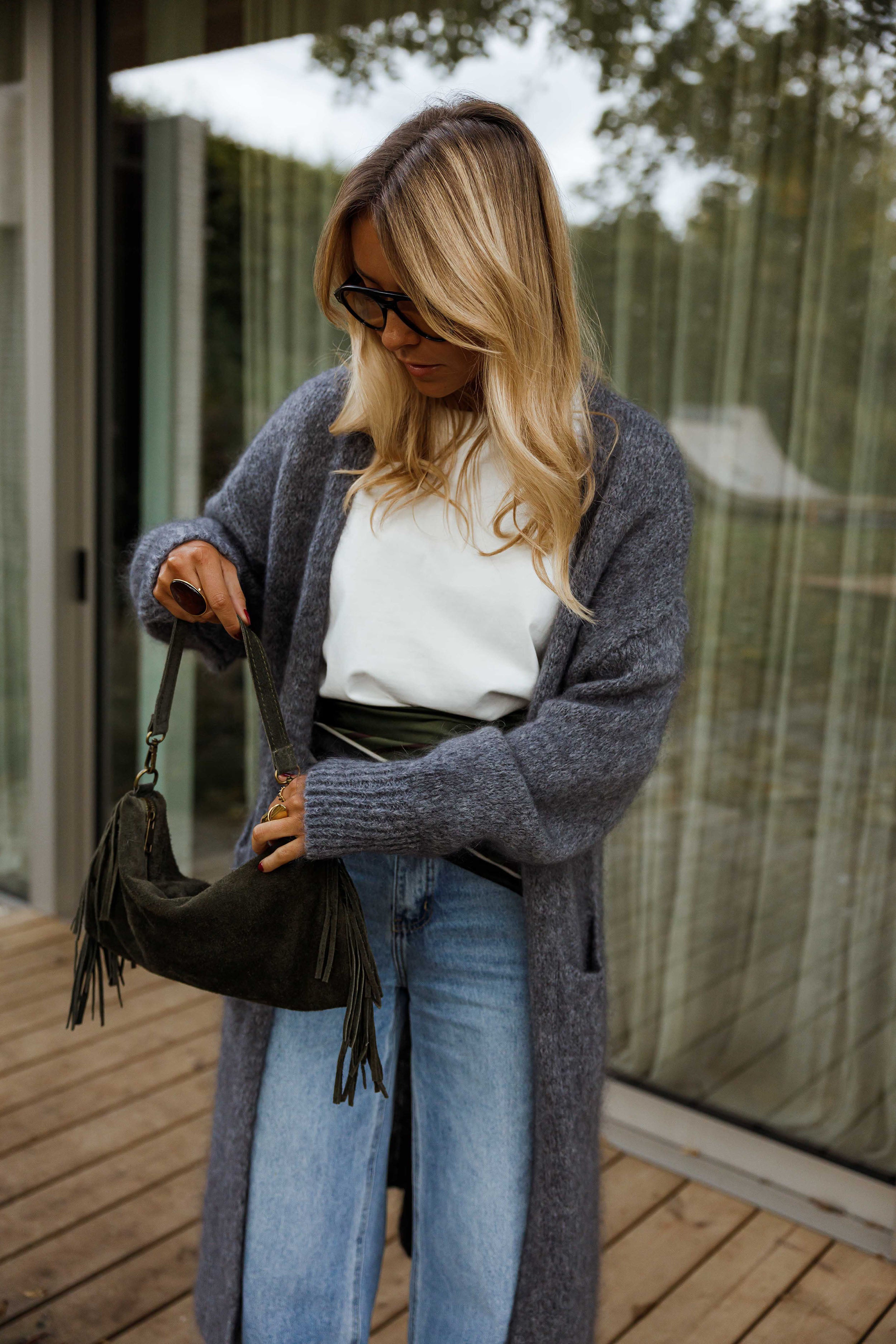 Khaki Fringed Kasia Bag