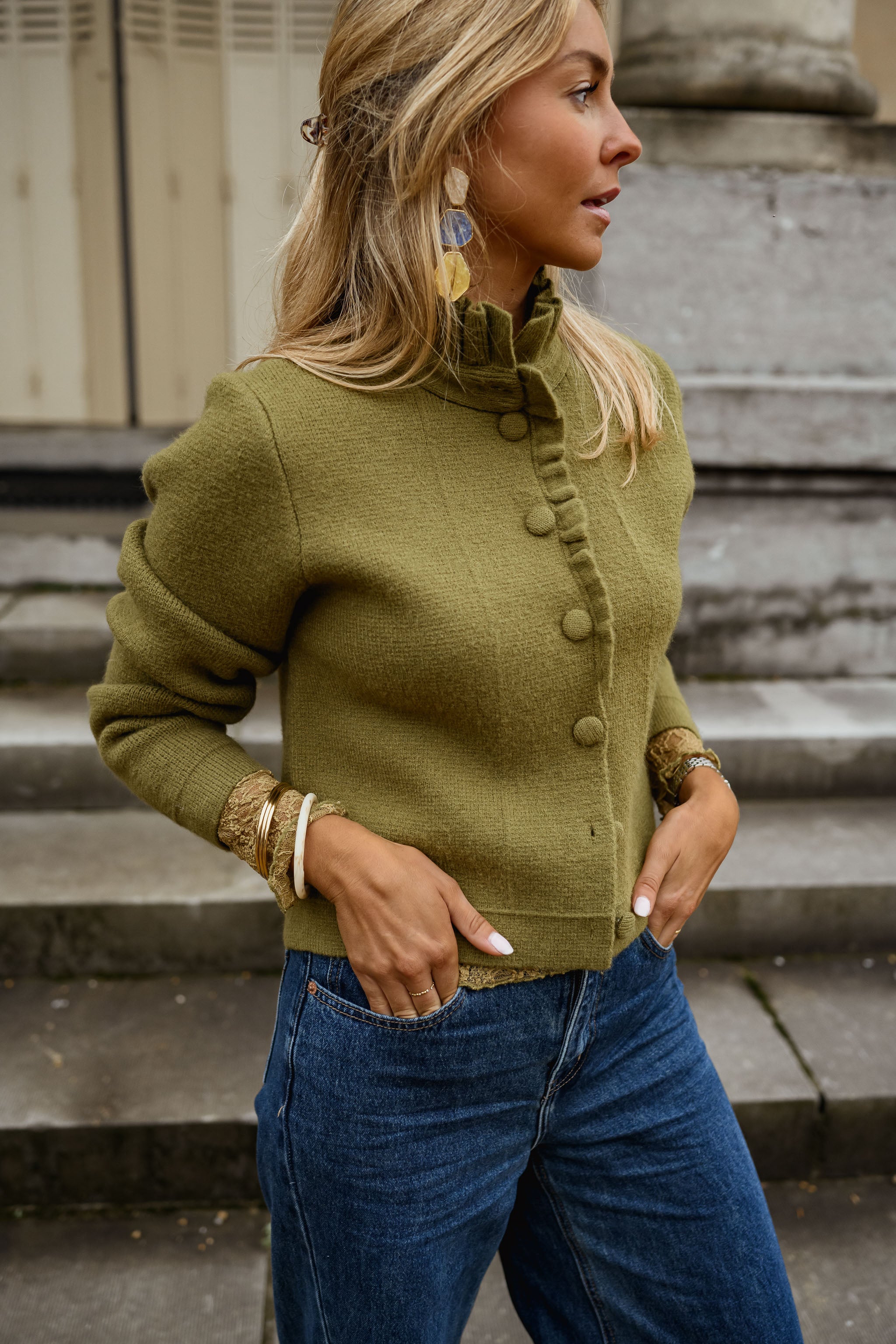 Khaki Jeanine Cardigan