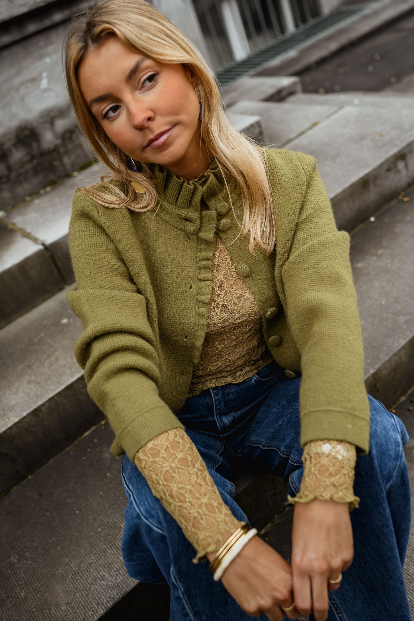 Khaki Jeanine Cardigan