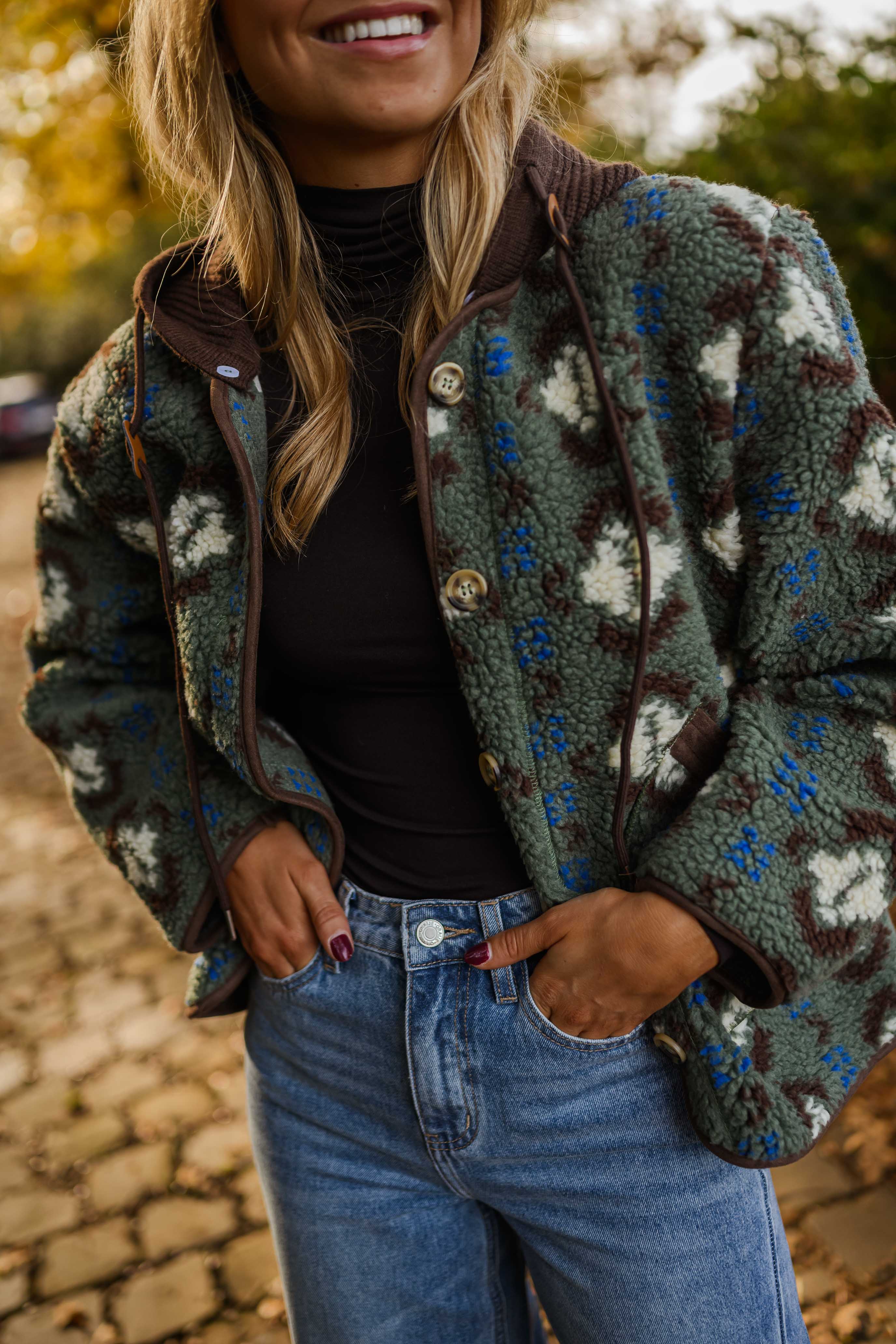 Khaki Patterned Malory Coat