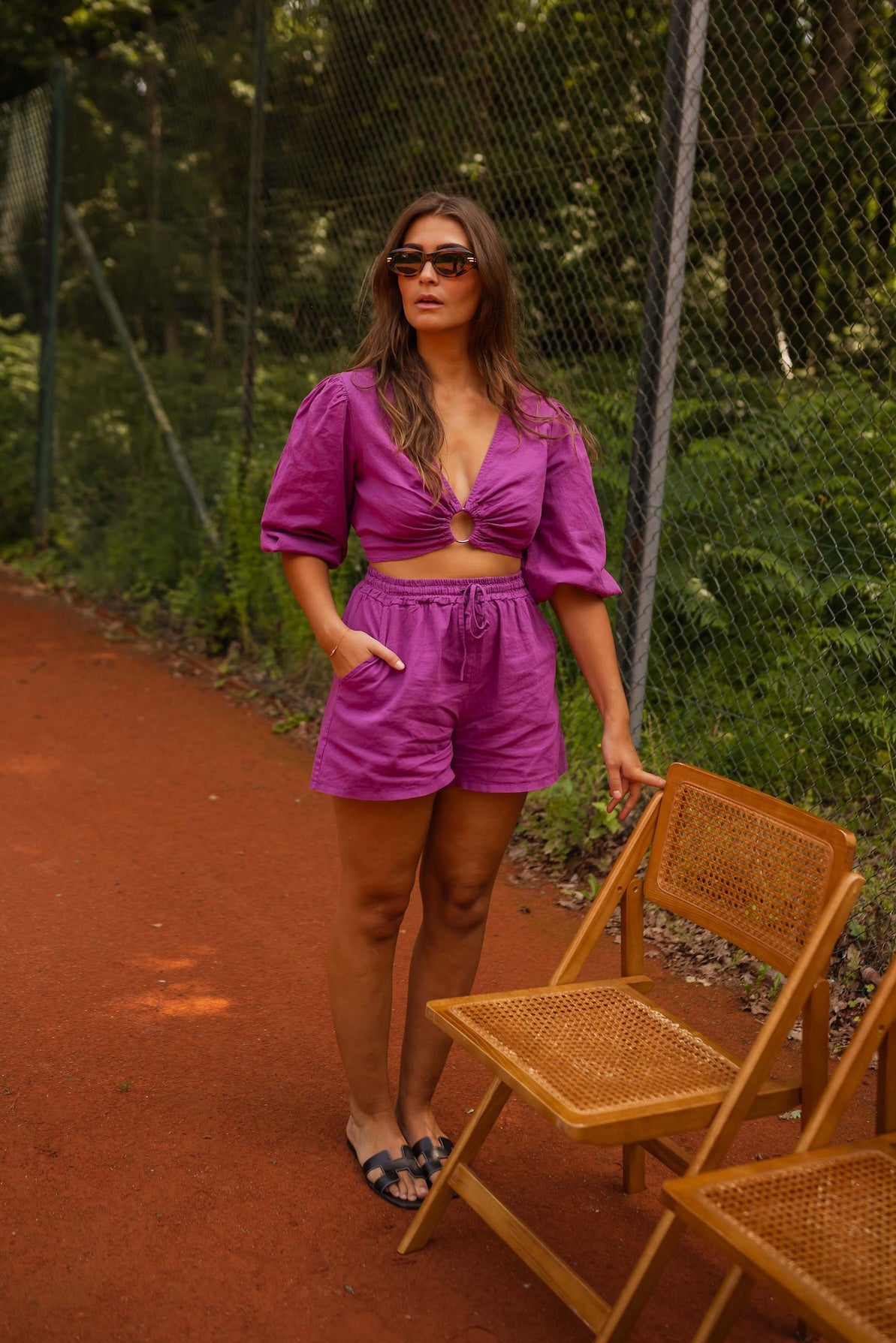 Mauve Enael Linen Shorts