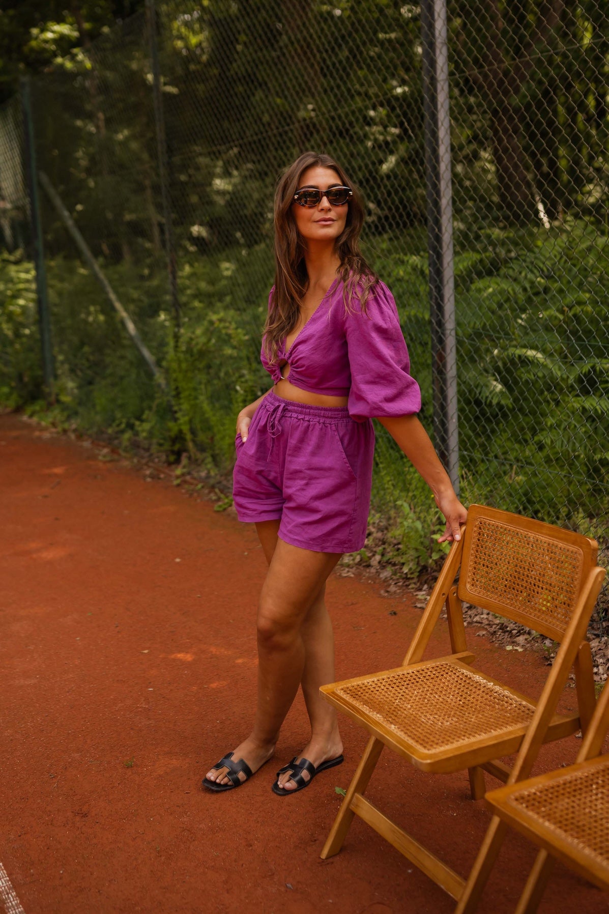 Mauve Enael Linen Shorts