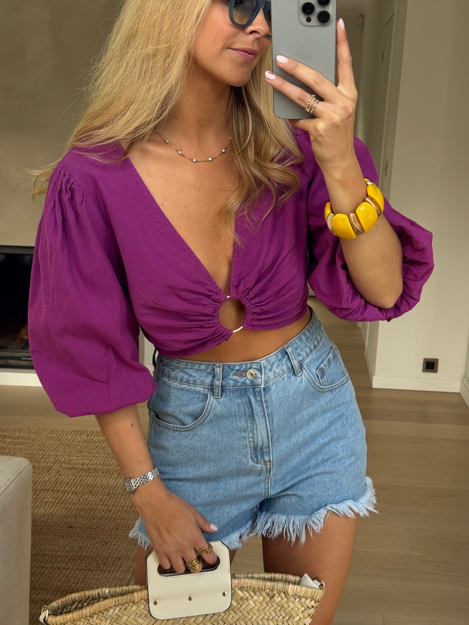 Mauve Kelya Linen Blouse
