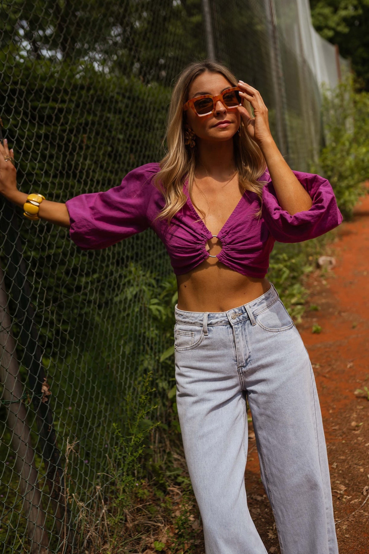 Mauve Kelya Linen Blouse