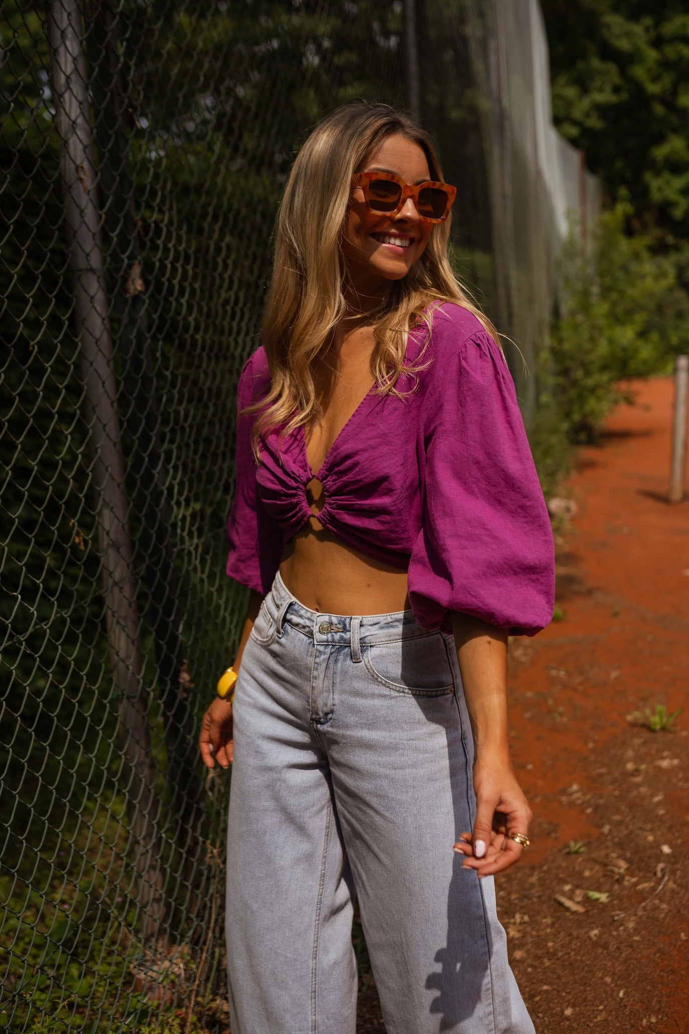 Mauve Kelya Linen Blouse