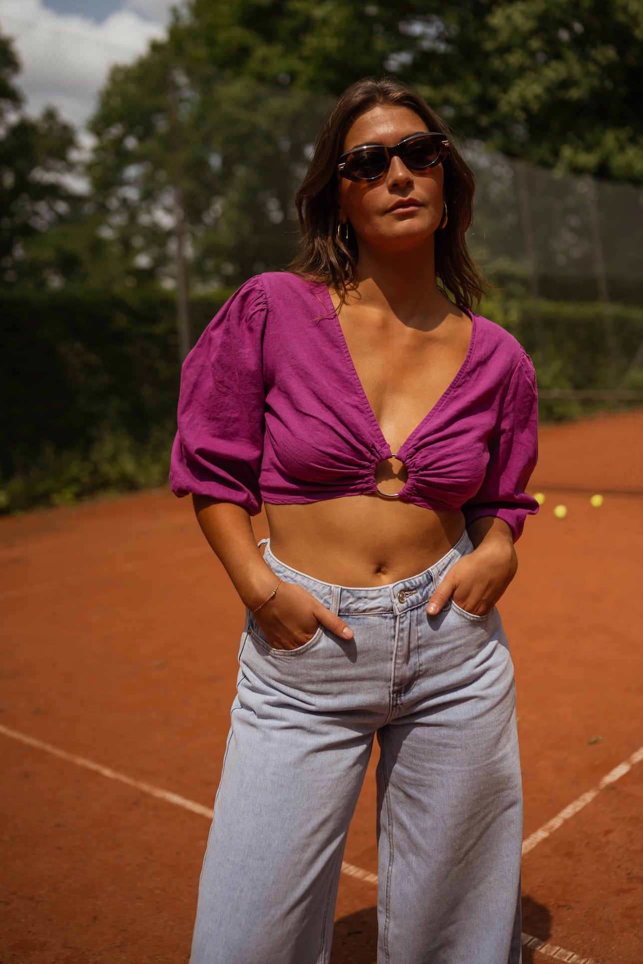 Mauve Kelya Linen Blouse