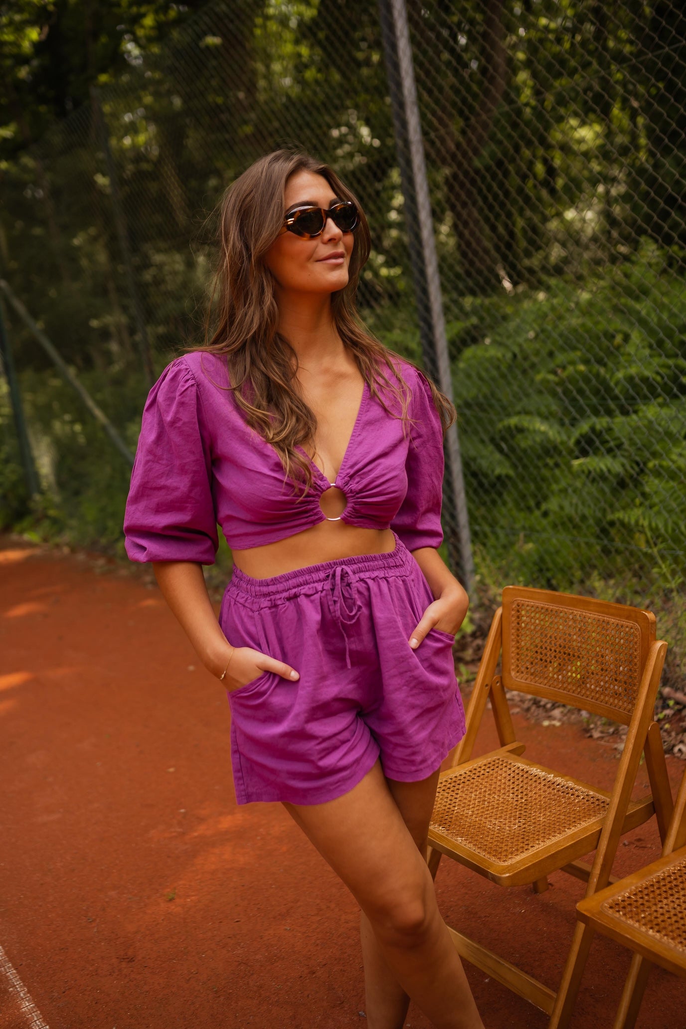 Mauve Kelya Linen Blouse