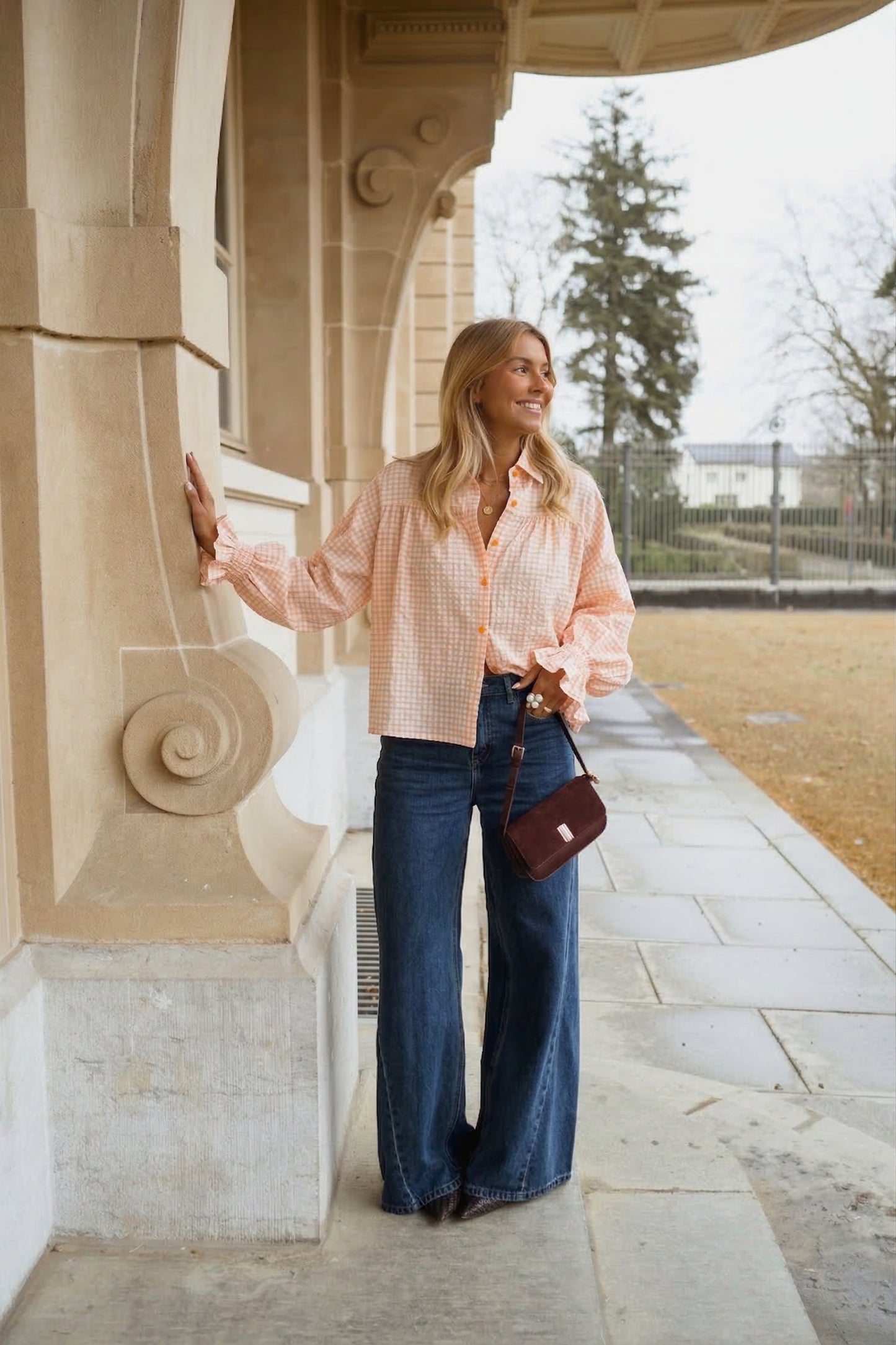 Orange and Ecru Siana Shirt