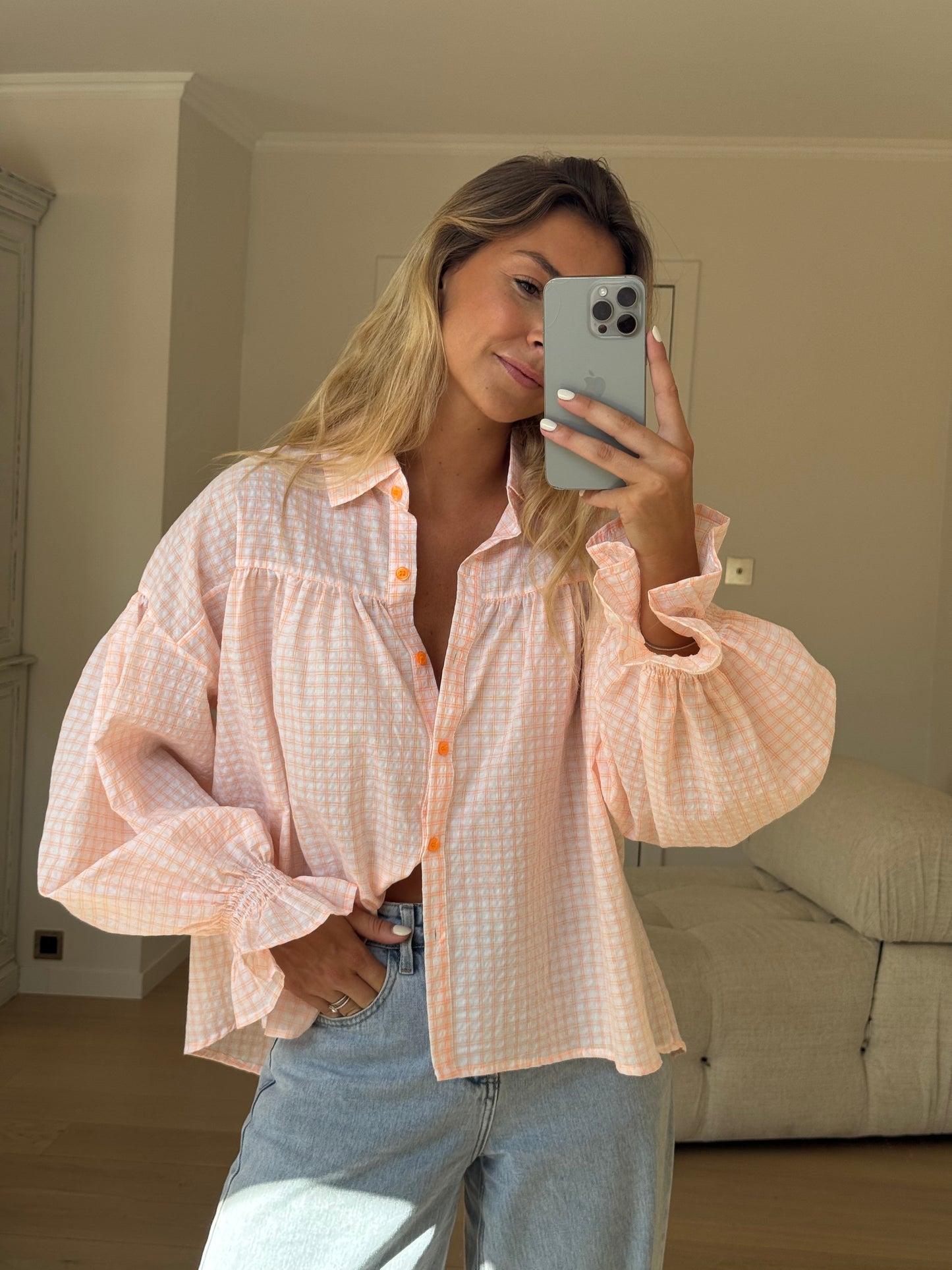 Orange and Ecru Siana Shirt