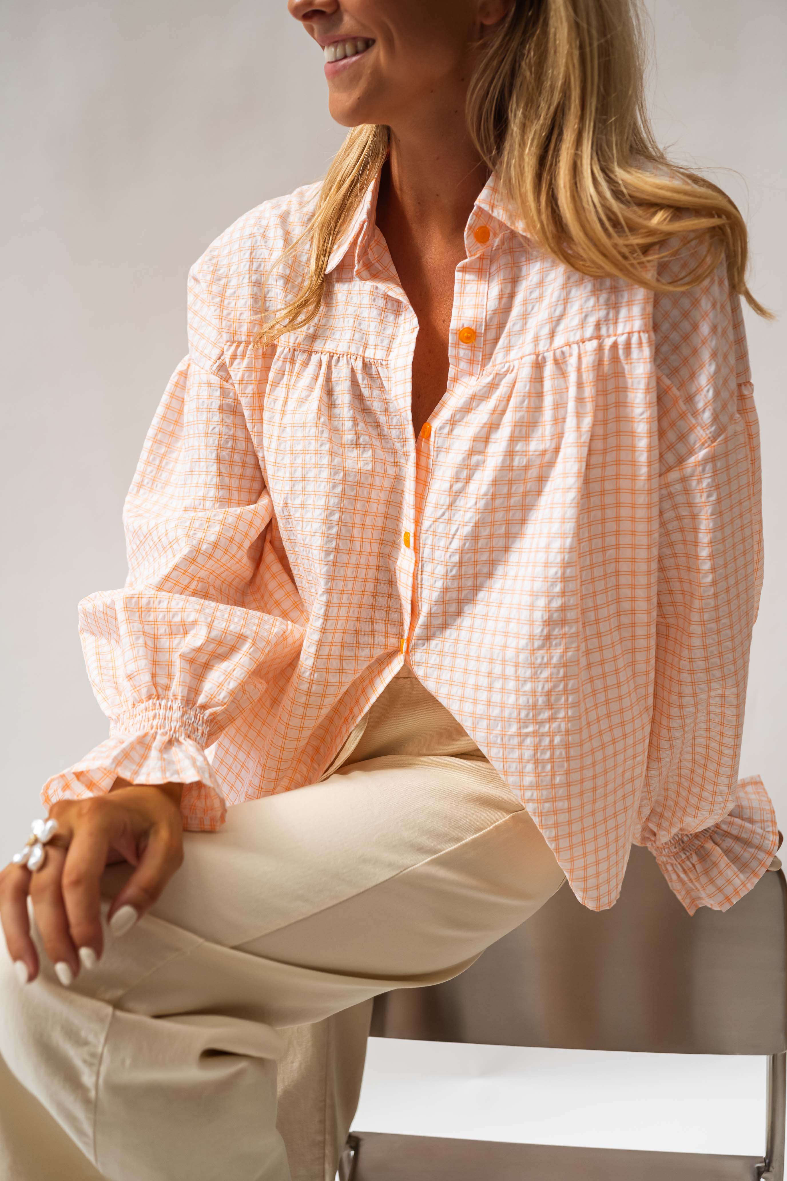 Orange and Ecru Siana Shirt