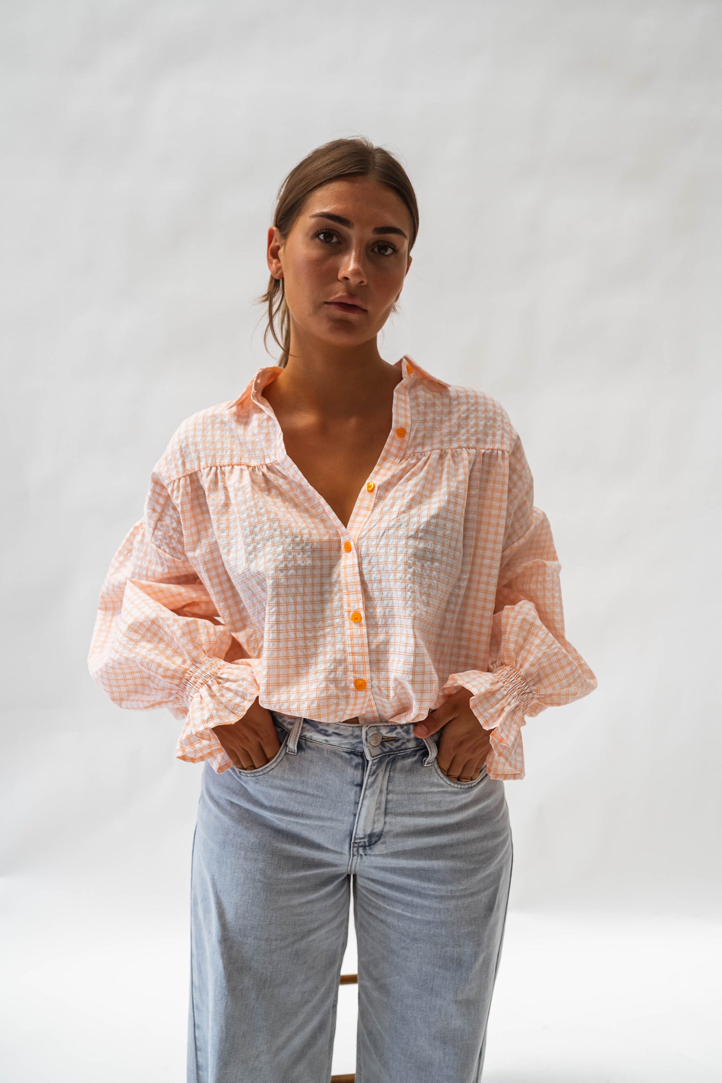 Orange and Ecru Siana Shirt