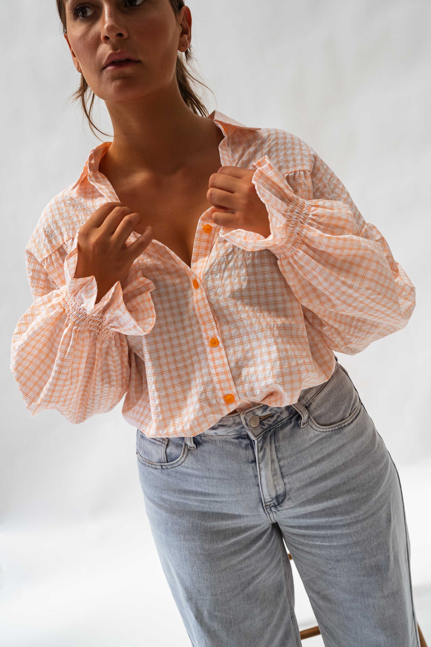 Orange and Ecru Siana Shirt