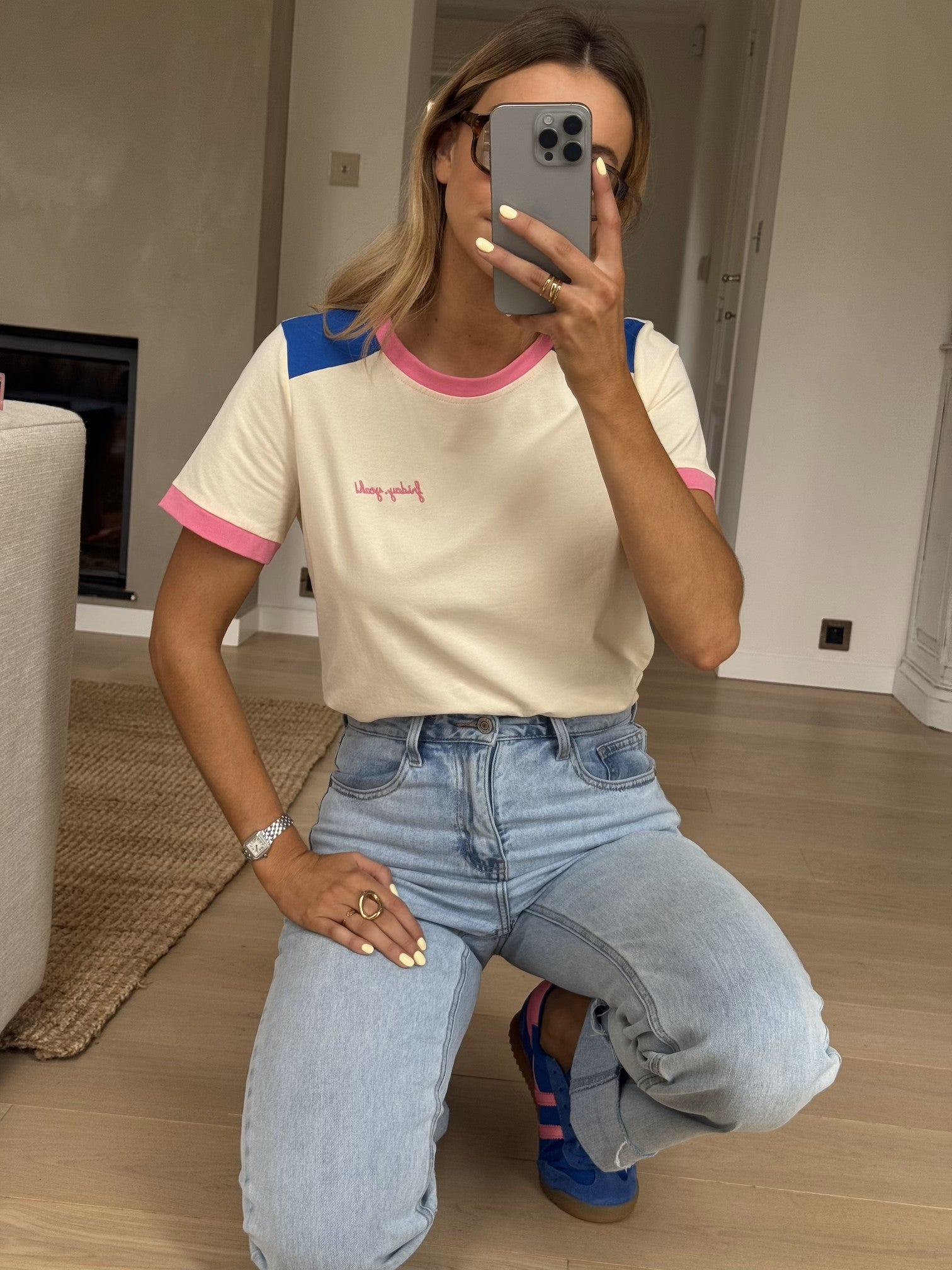 Pink and Blue Nicki T-Shirt