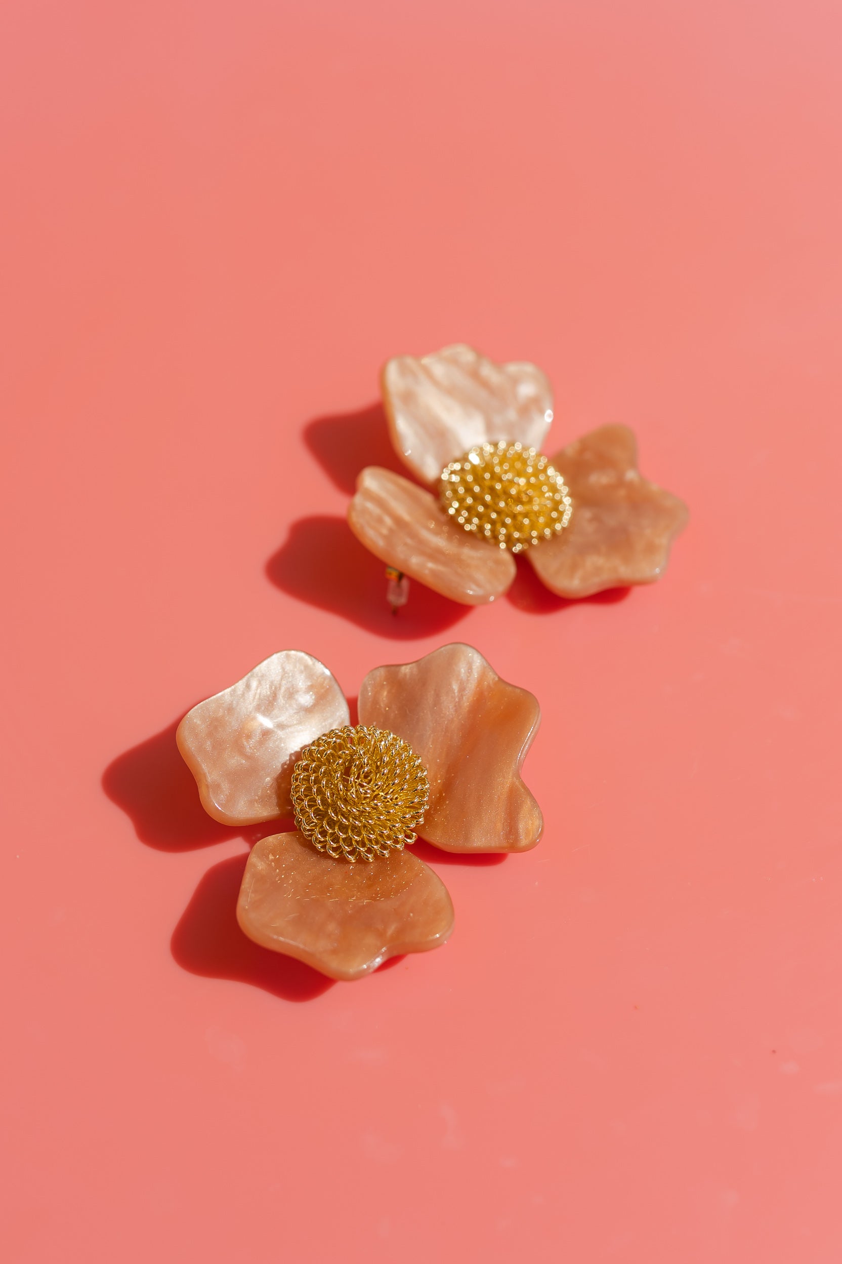 Pink and Gold Blume Earrings