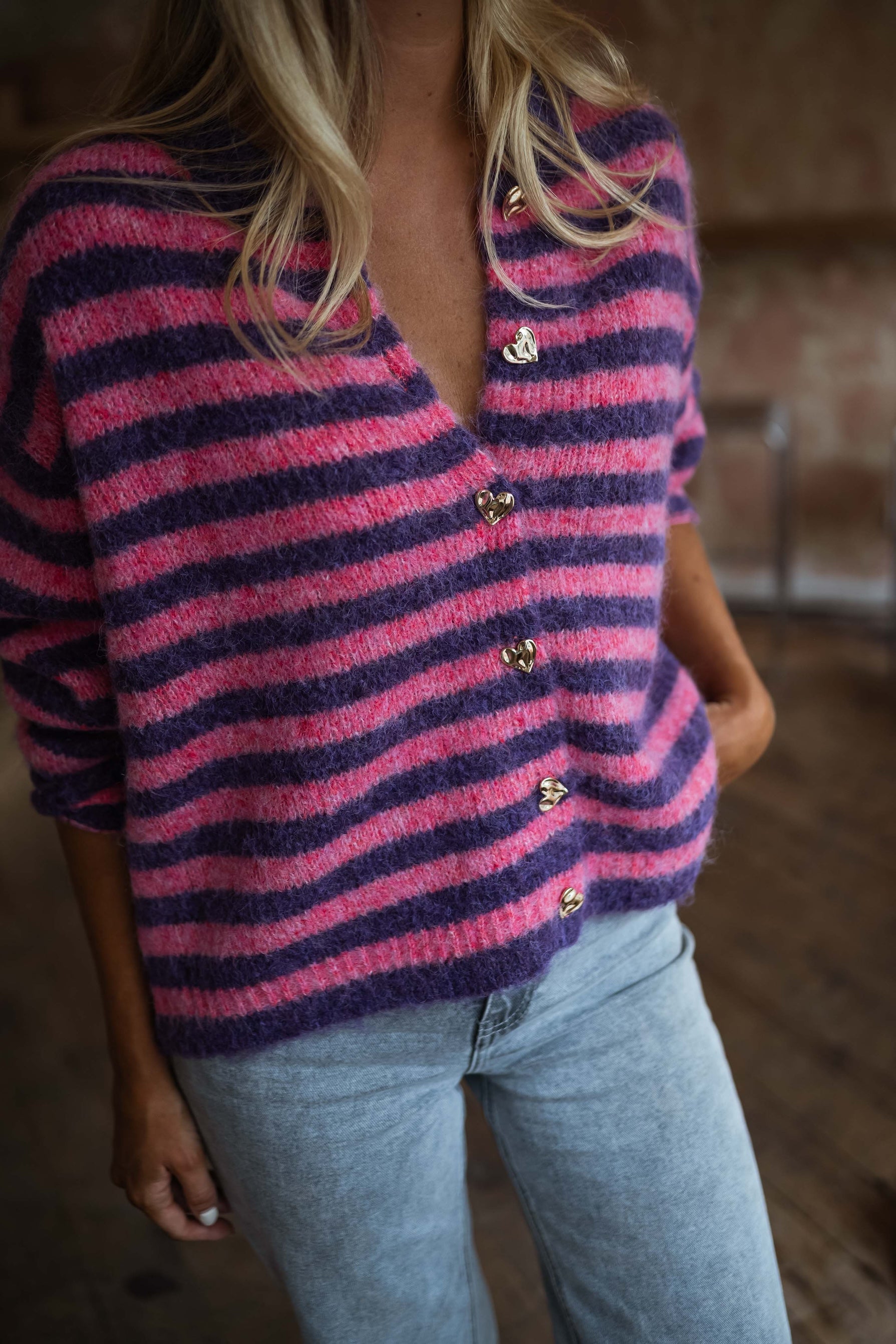 Pink and Purple Striped Cybelle Cardigan