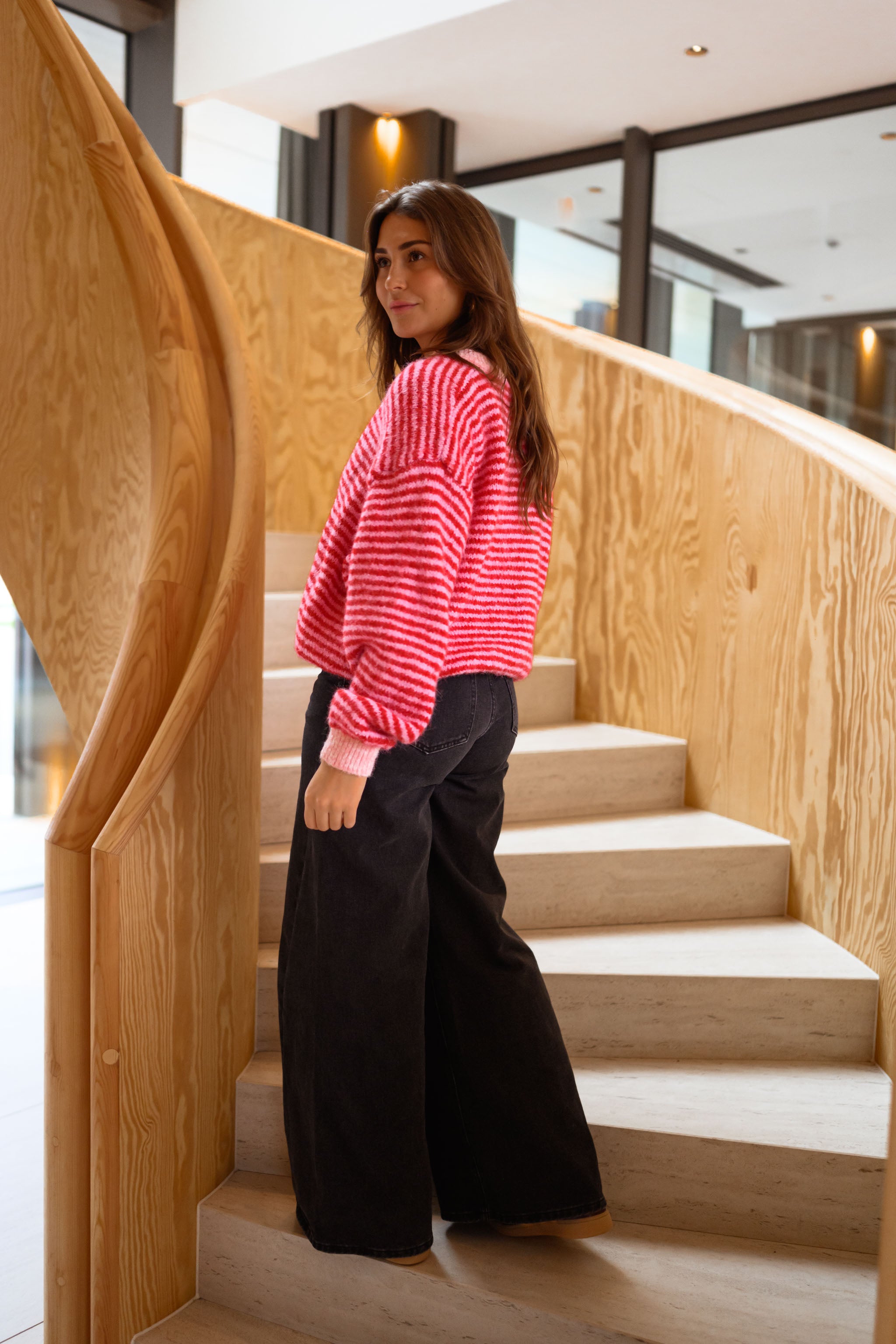 Pink and Red Striped Glad Cardigan