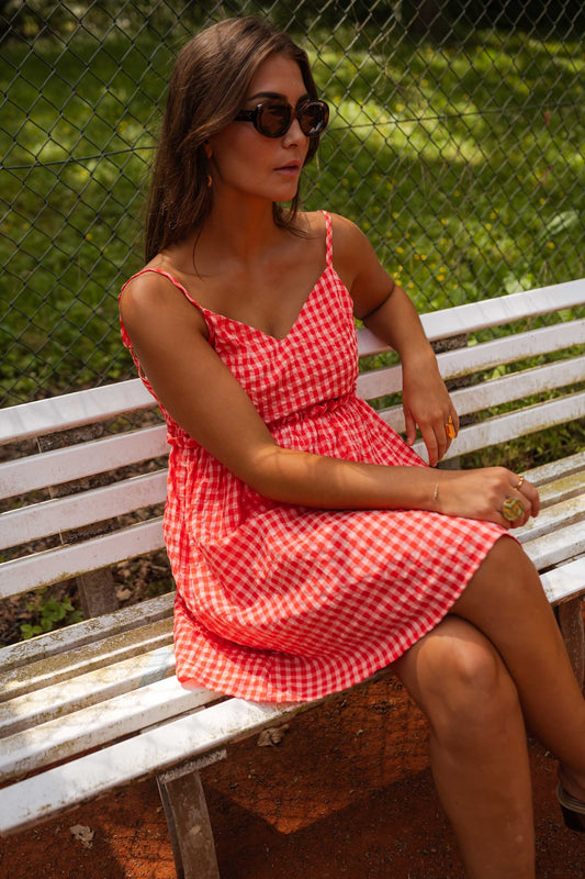 Red Safia Gingham Dress